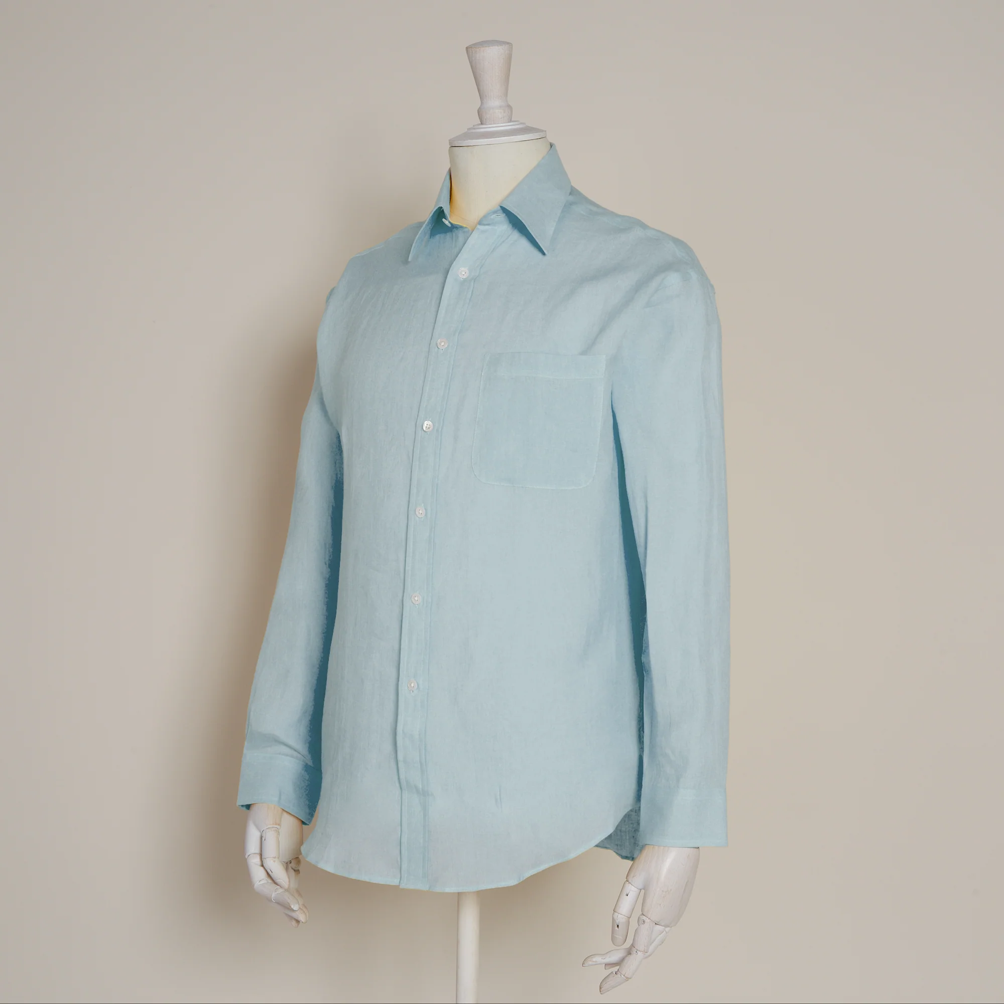 Classic Fit Linen Shirt in Sky - Image 2