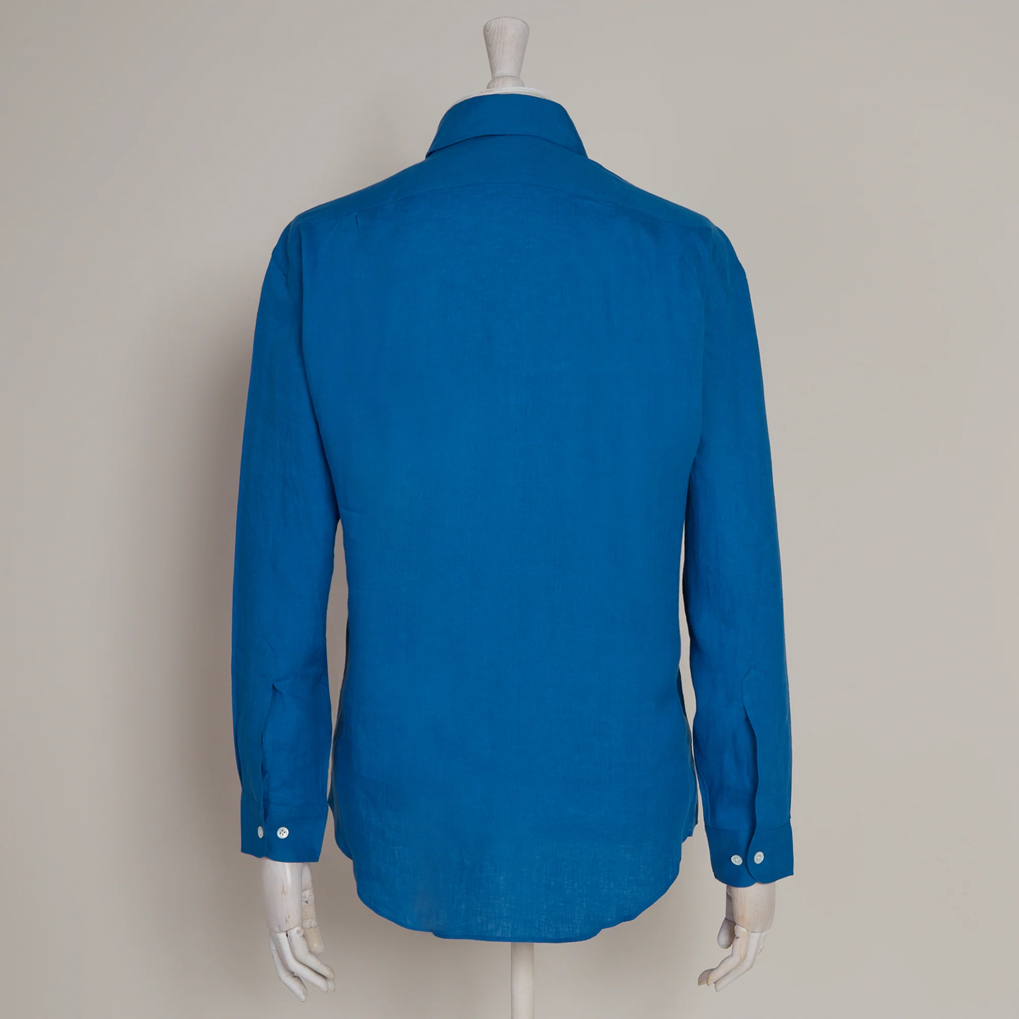 Classic Fit Linen Shirt In China Blue - Image 3