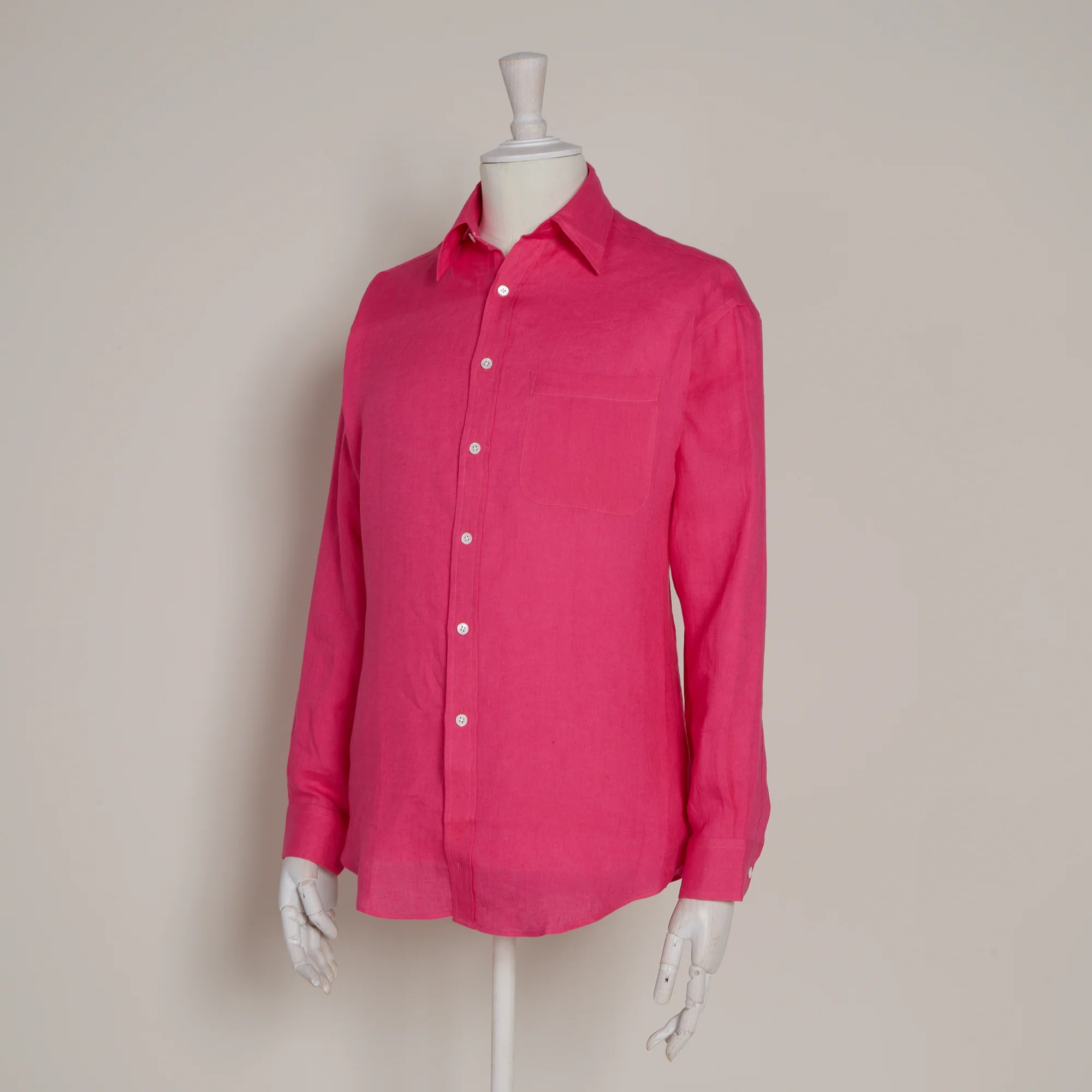 Classic Fit Linen Shirt In Fuchsia - Image 4