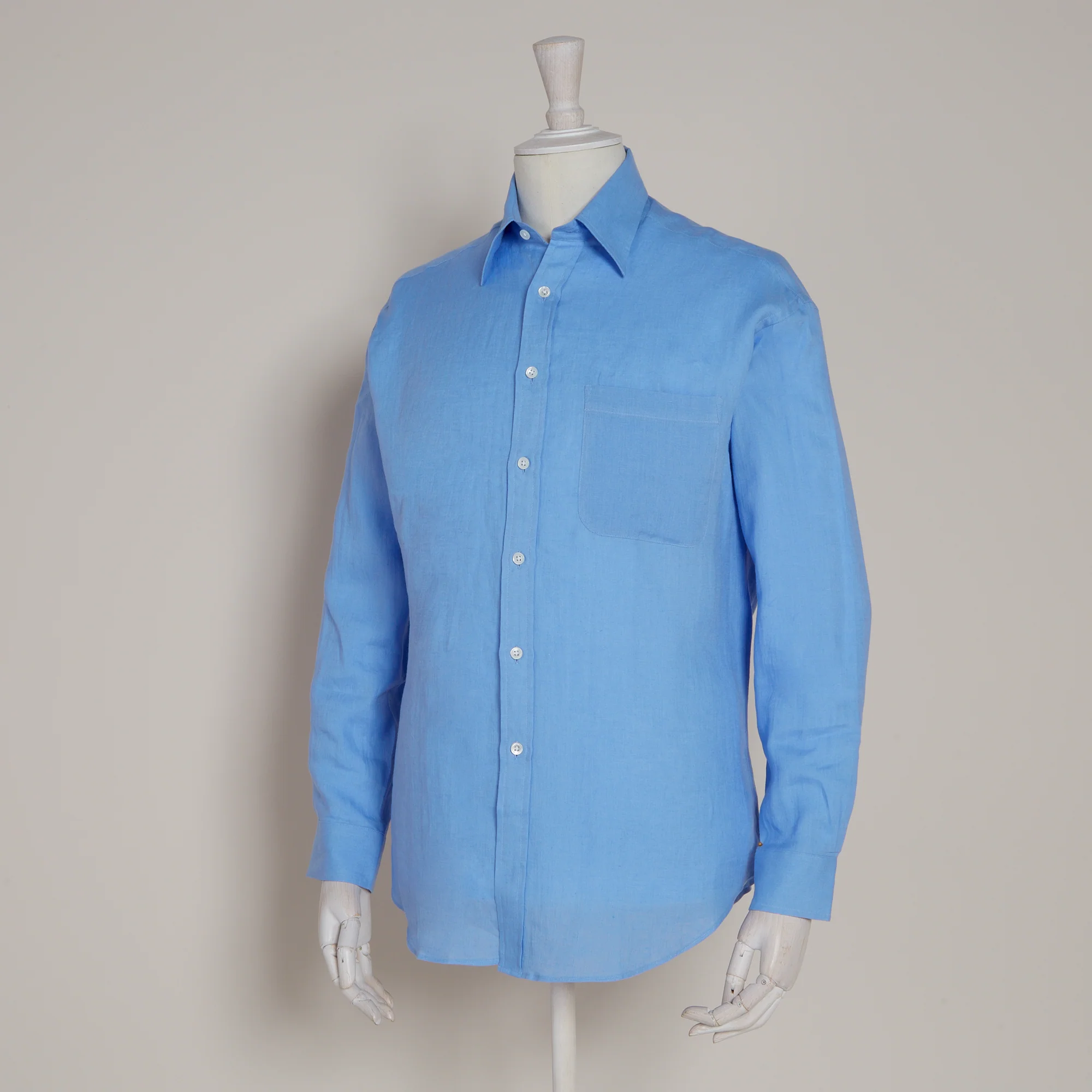 Classic Fit Linen Shirt In Lagoon - Image 3