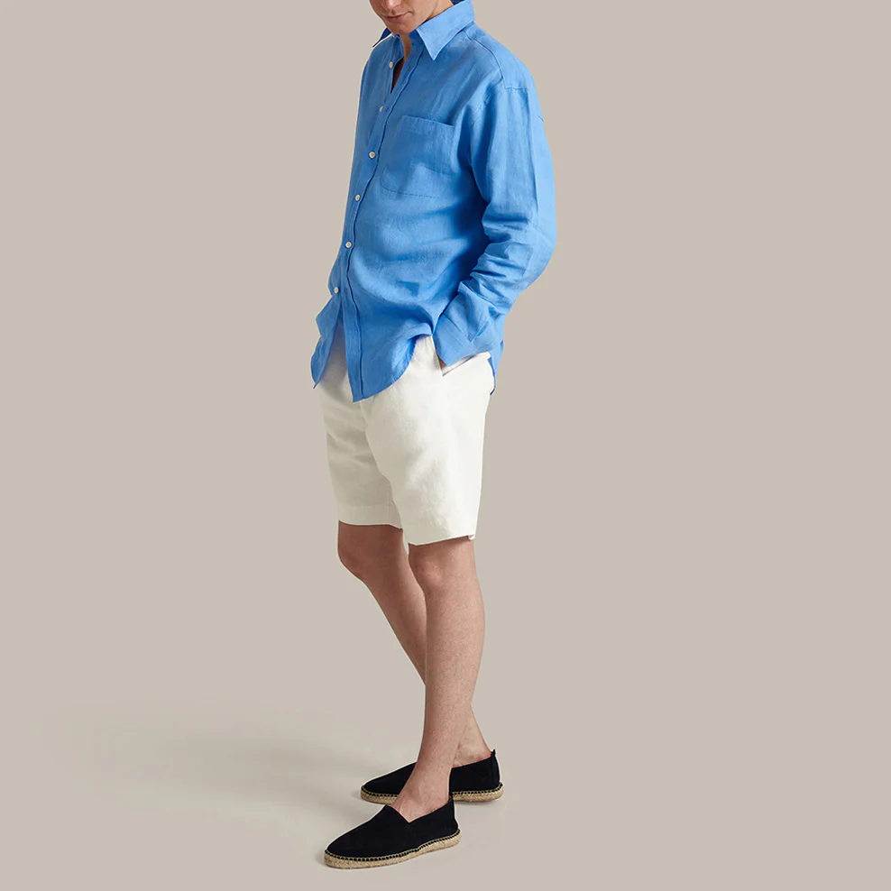 Classic Fit Linen Shirt In Lagoon - Image 5