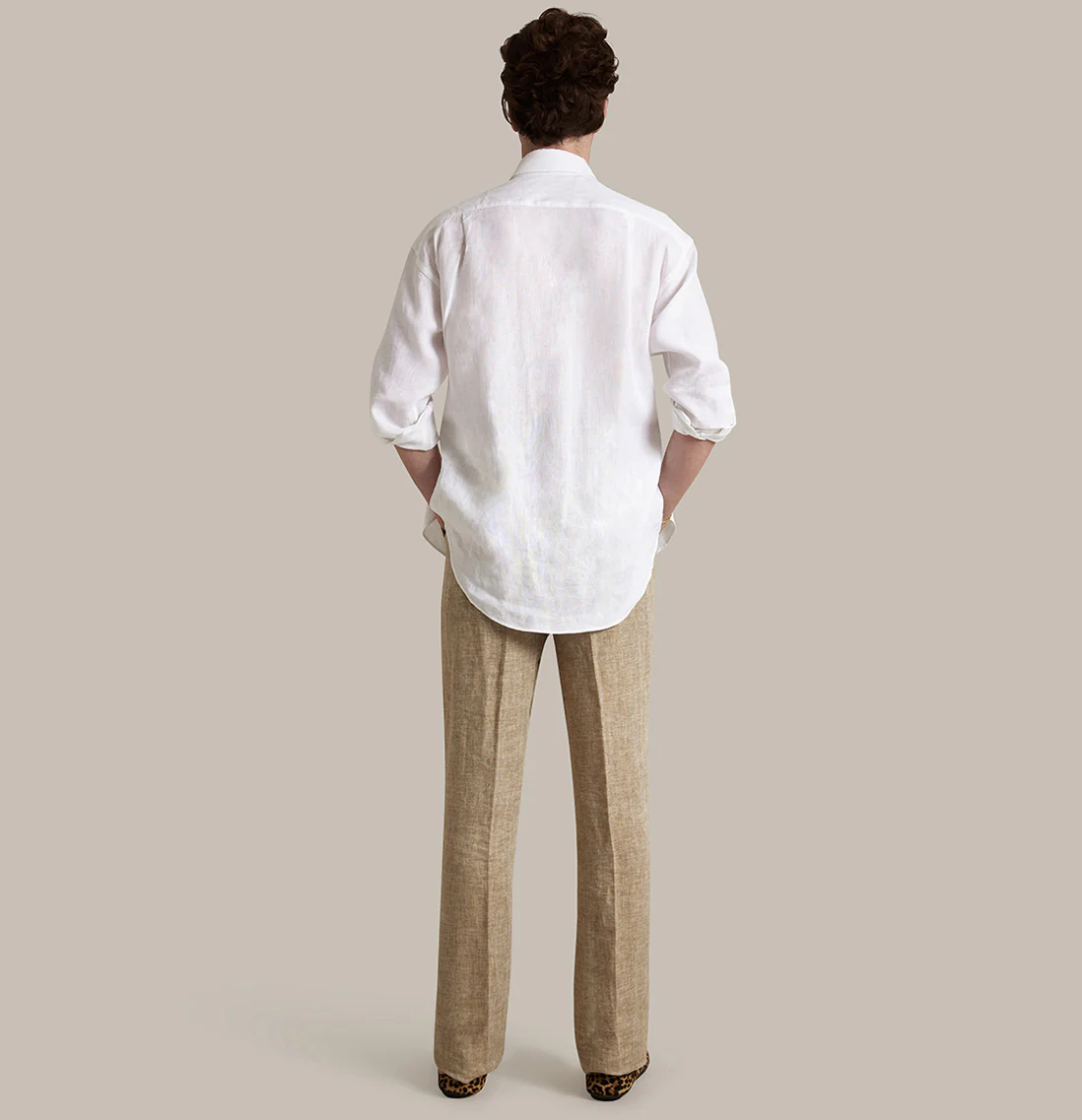 Classic Fit Linen Shirt In White - Image 3