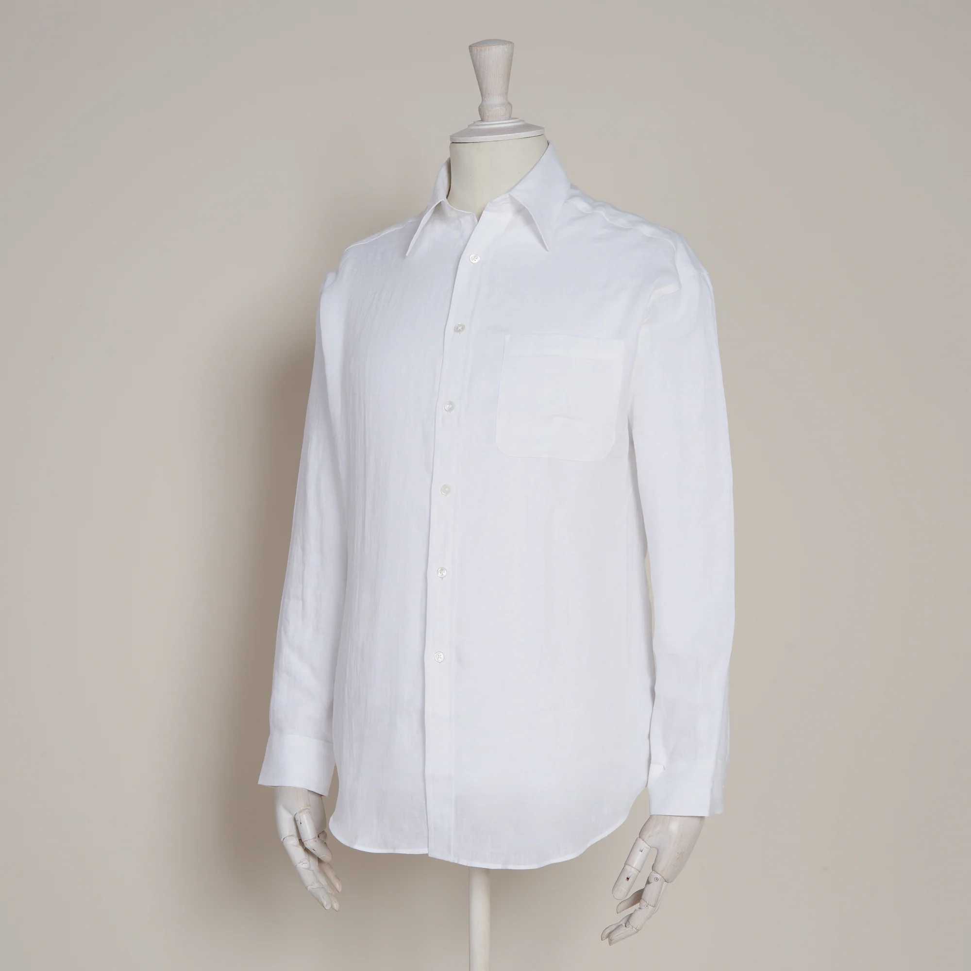 Classic Fit Linen Shirt In White - Image 4