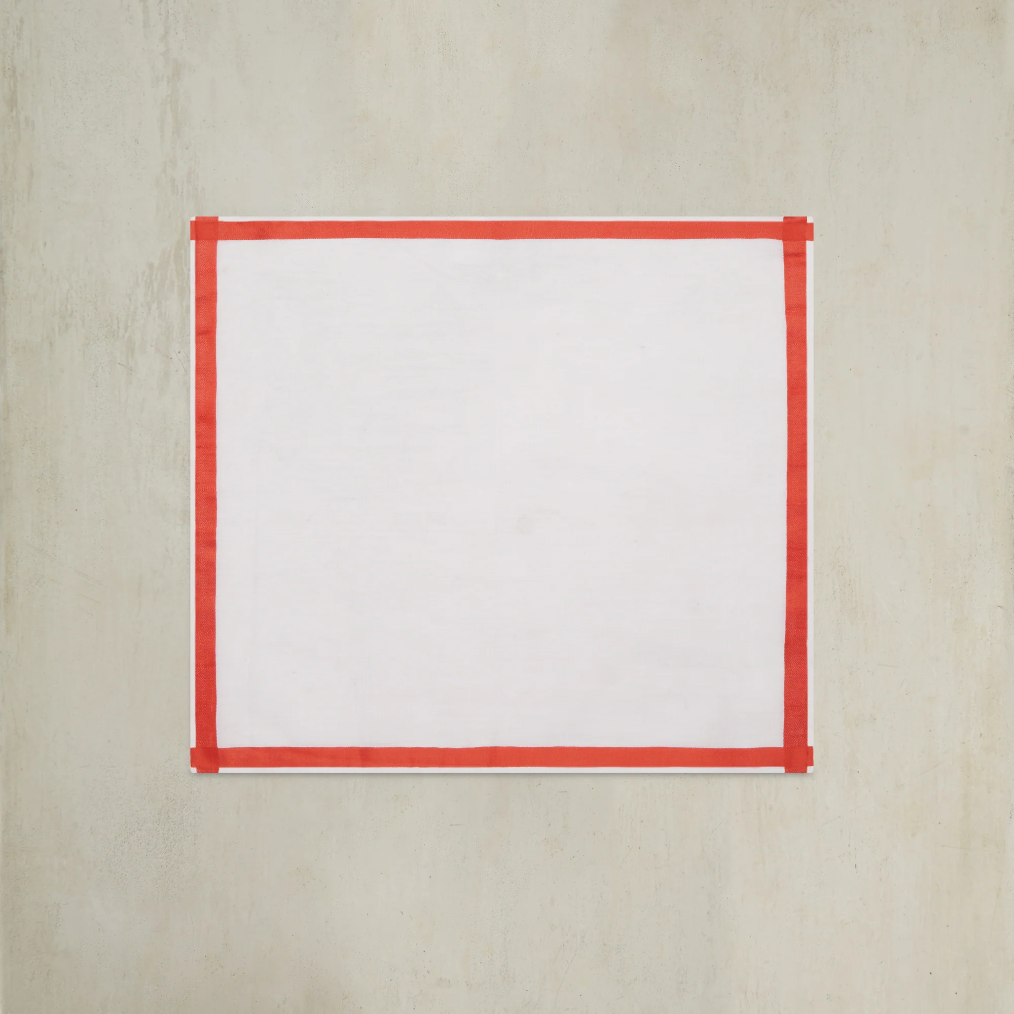 Cotton Pocket Square With Contrast Edges In Red And White