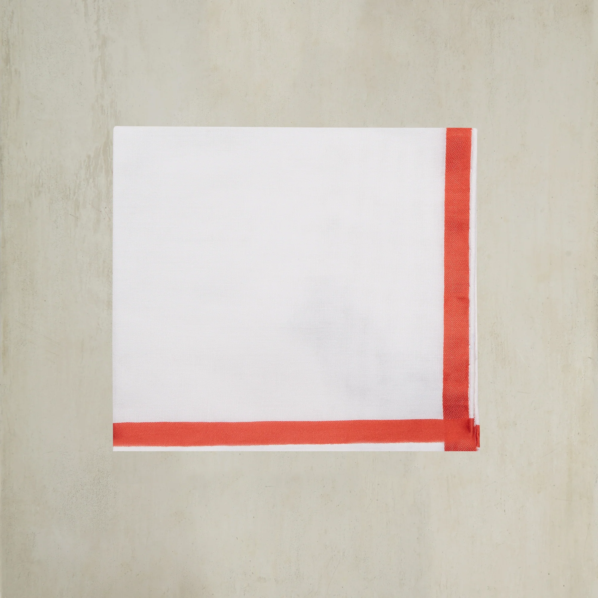 Cotton Pocket Square With Contrast Edges In Red And White - Image 2