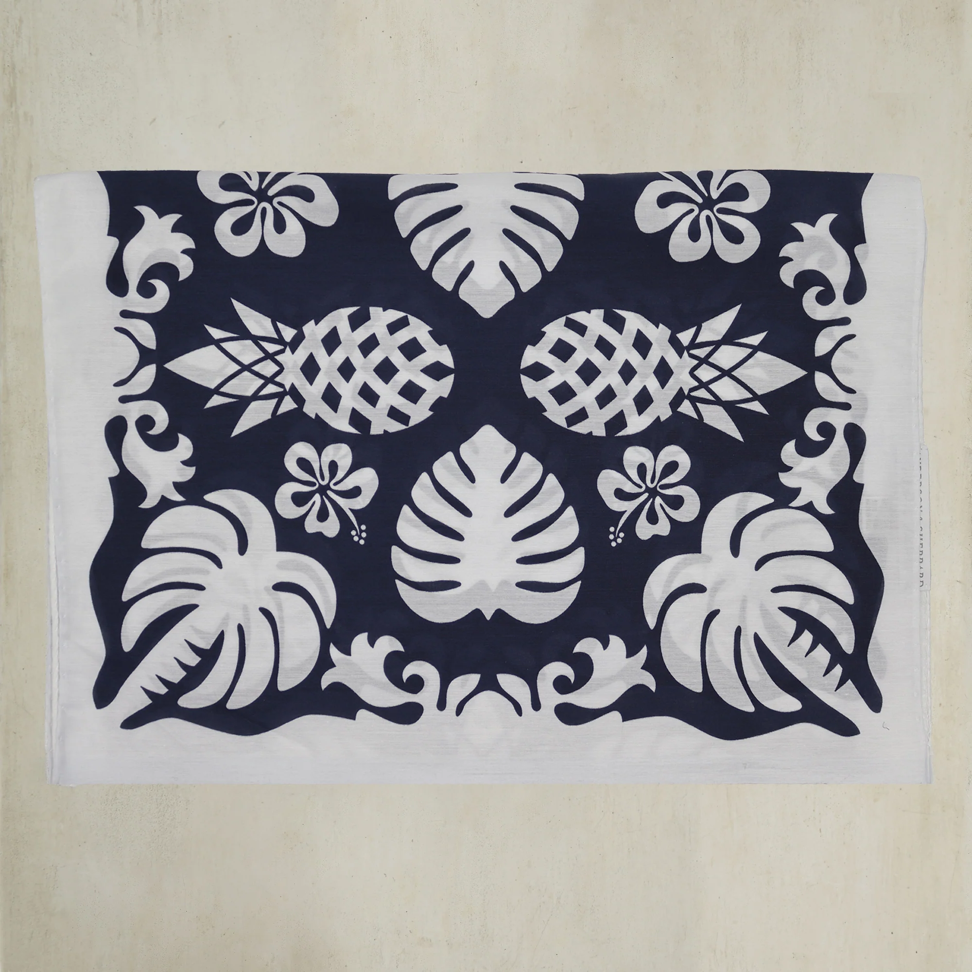 Cotton and Silk Pineapple Print Neckerchief in Navy