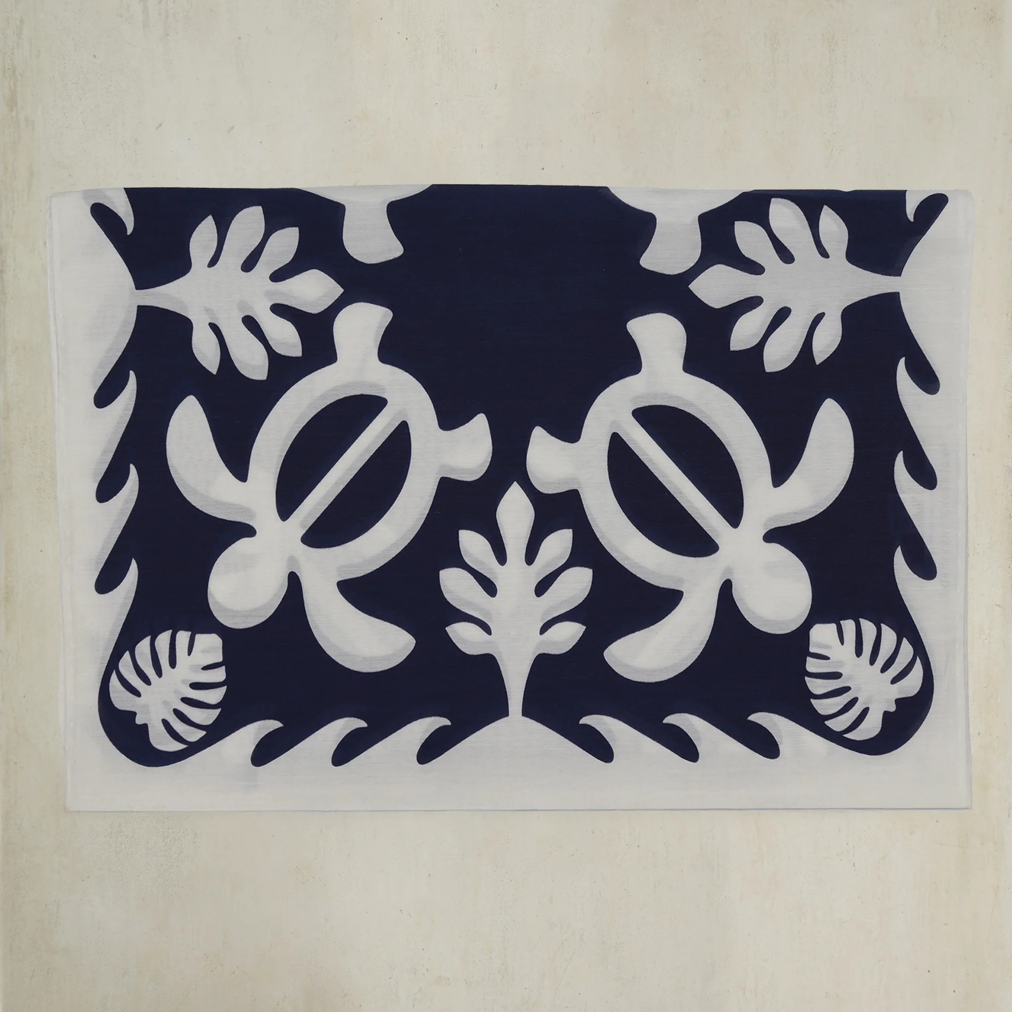 Cotton and Silk Turtle Print Neckerchief in Navy