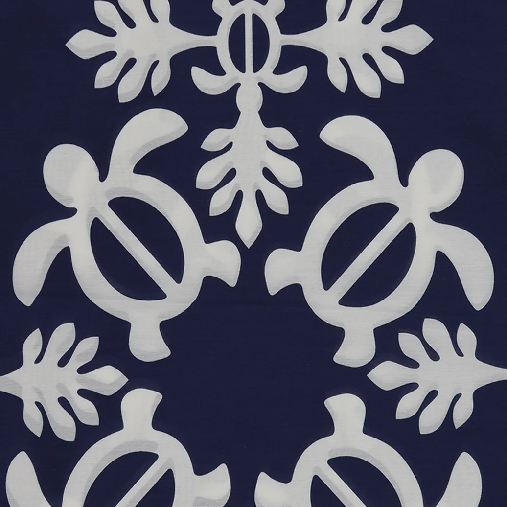 Cotton and Silk Turtle Print Neckerchief in Navy - Image 2