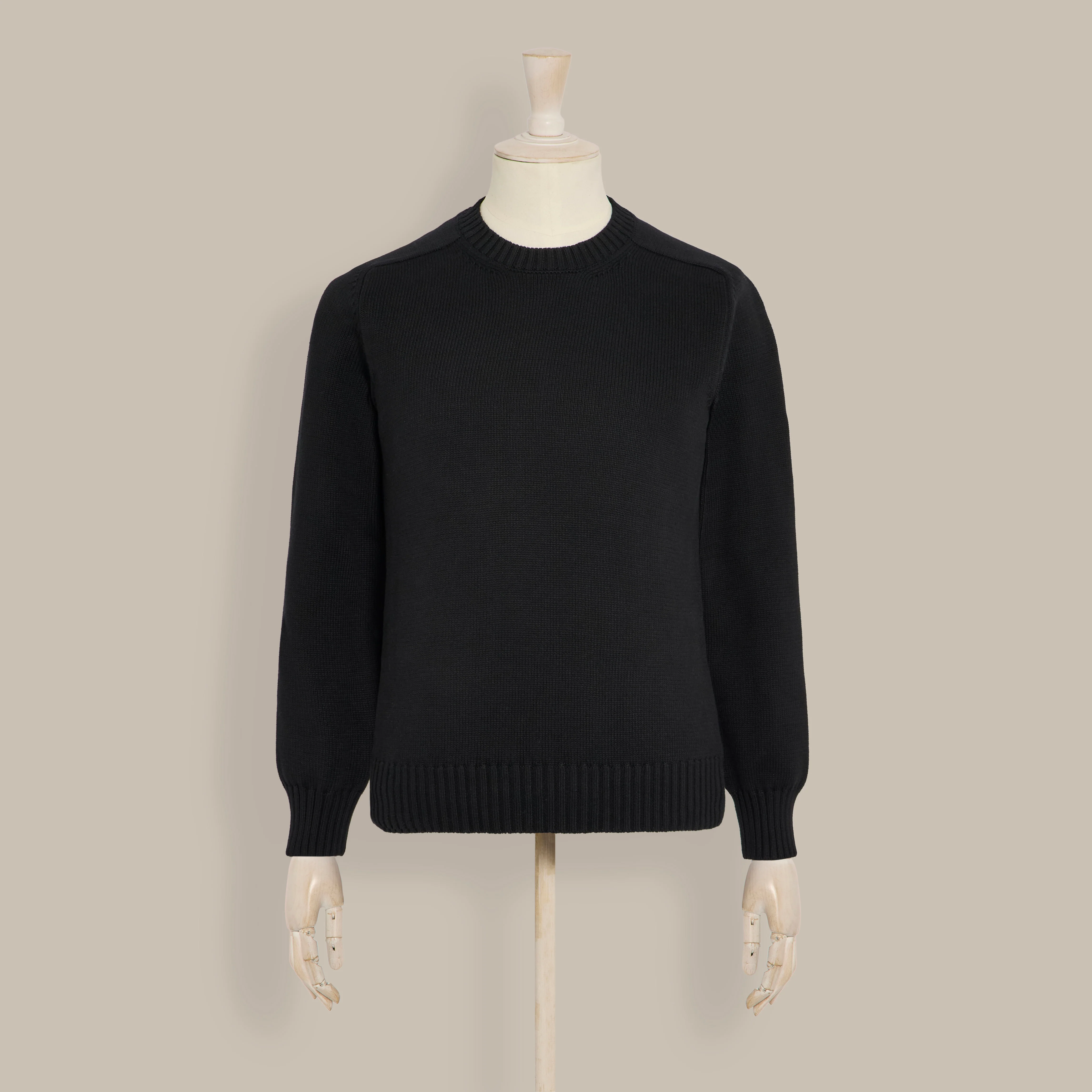 Cotton Crew Neck Sweater in Black