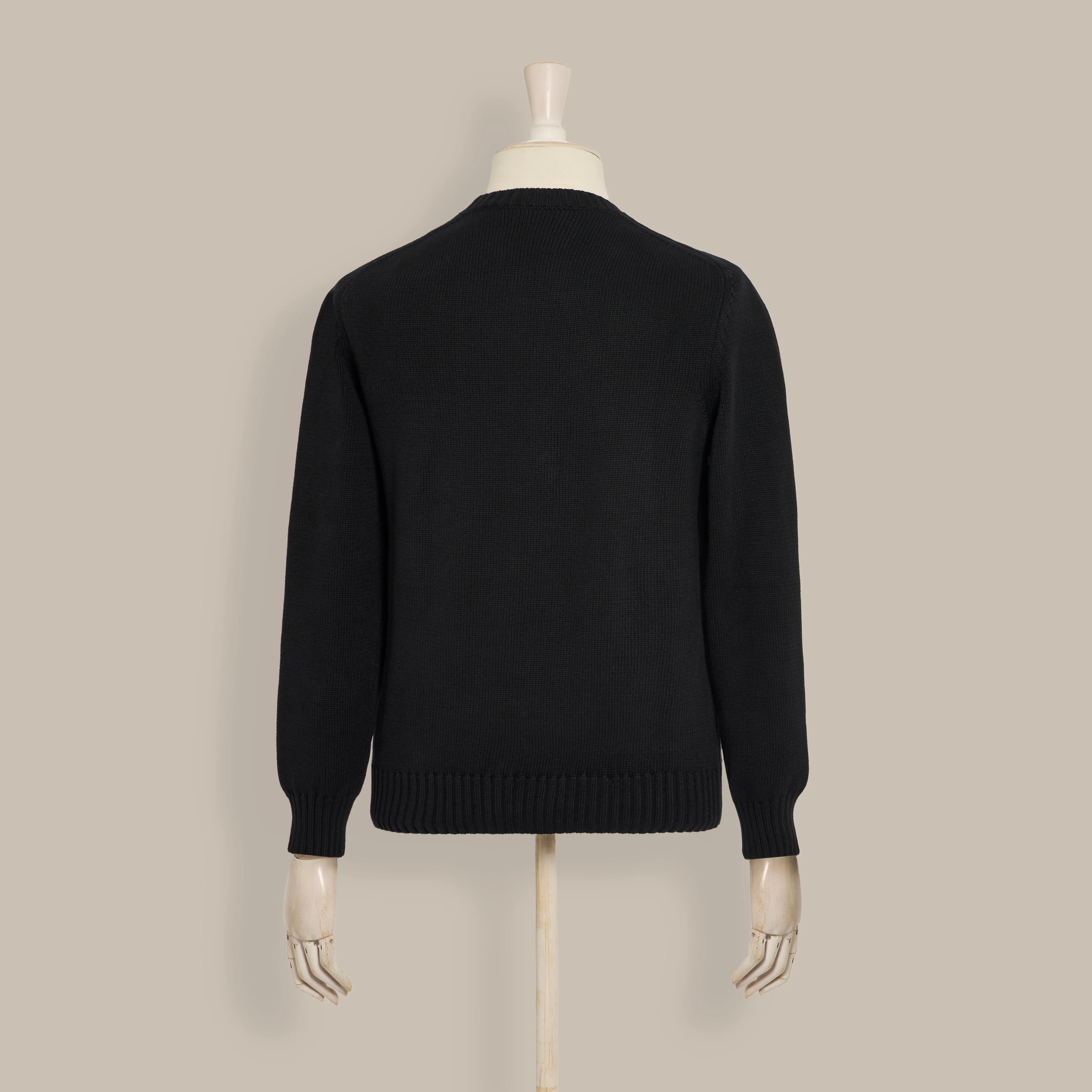 Cotton Crew Neck Sweater in Black - Image 2