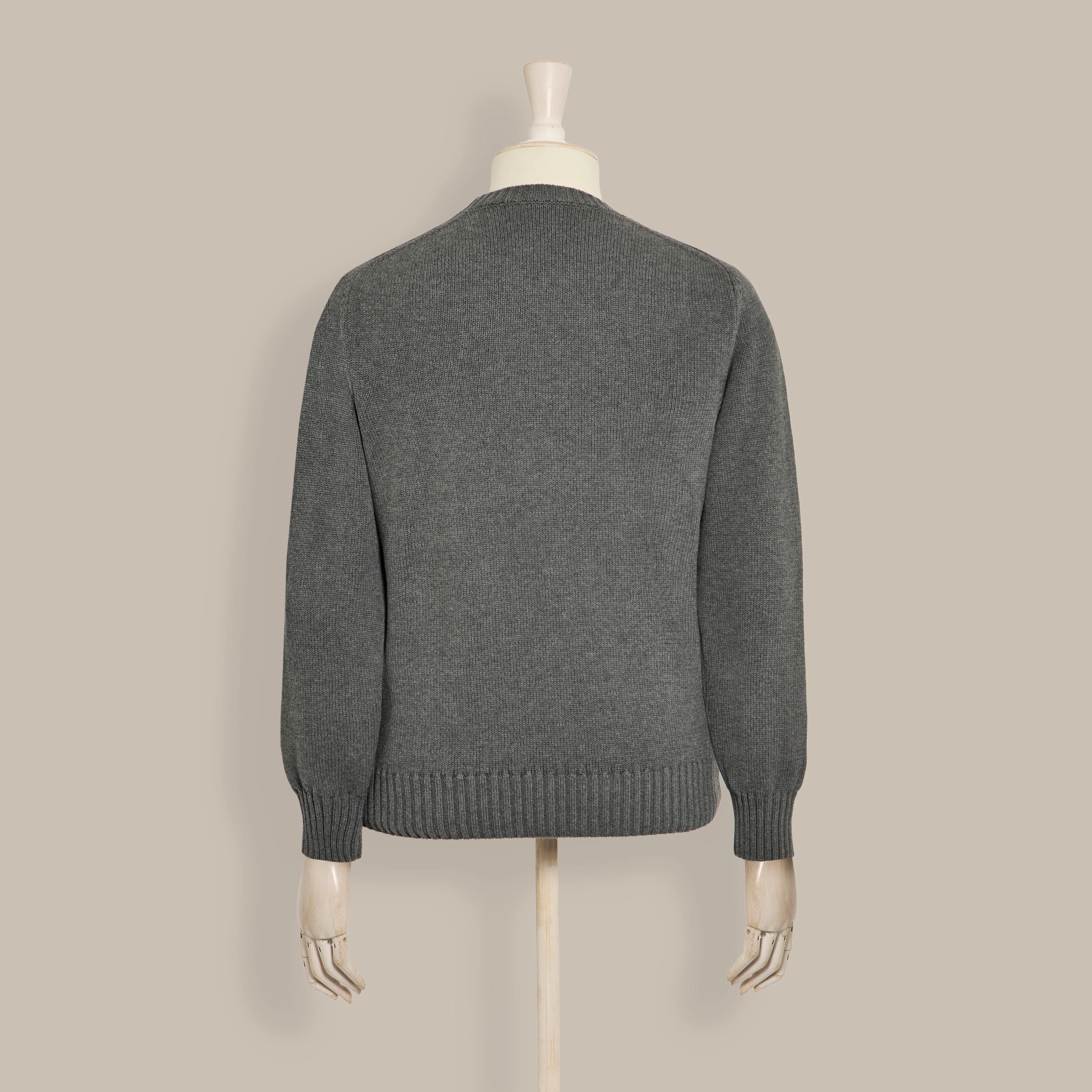 Cotton Crew Neck Sweater in Grey - Image 2