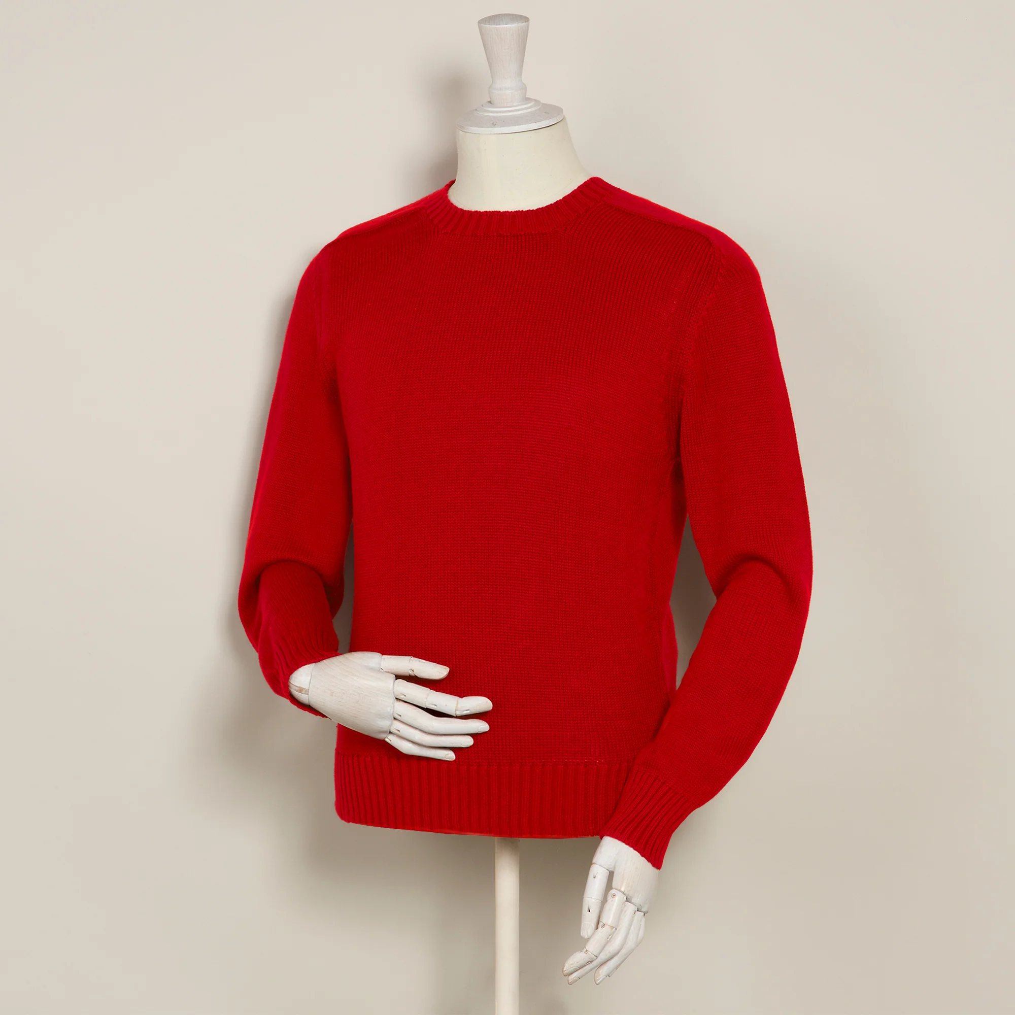 Cotton Crew Neck Sweater in Red - Image 2