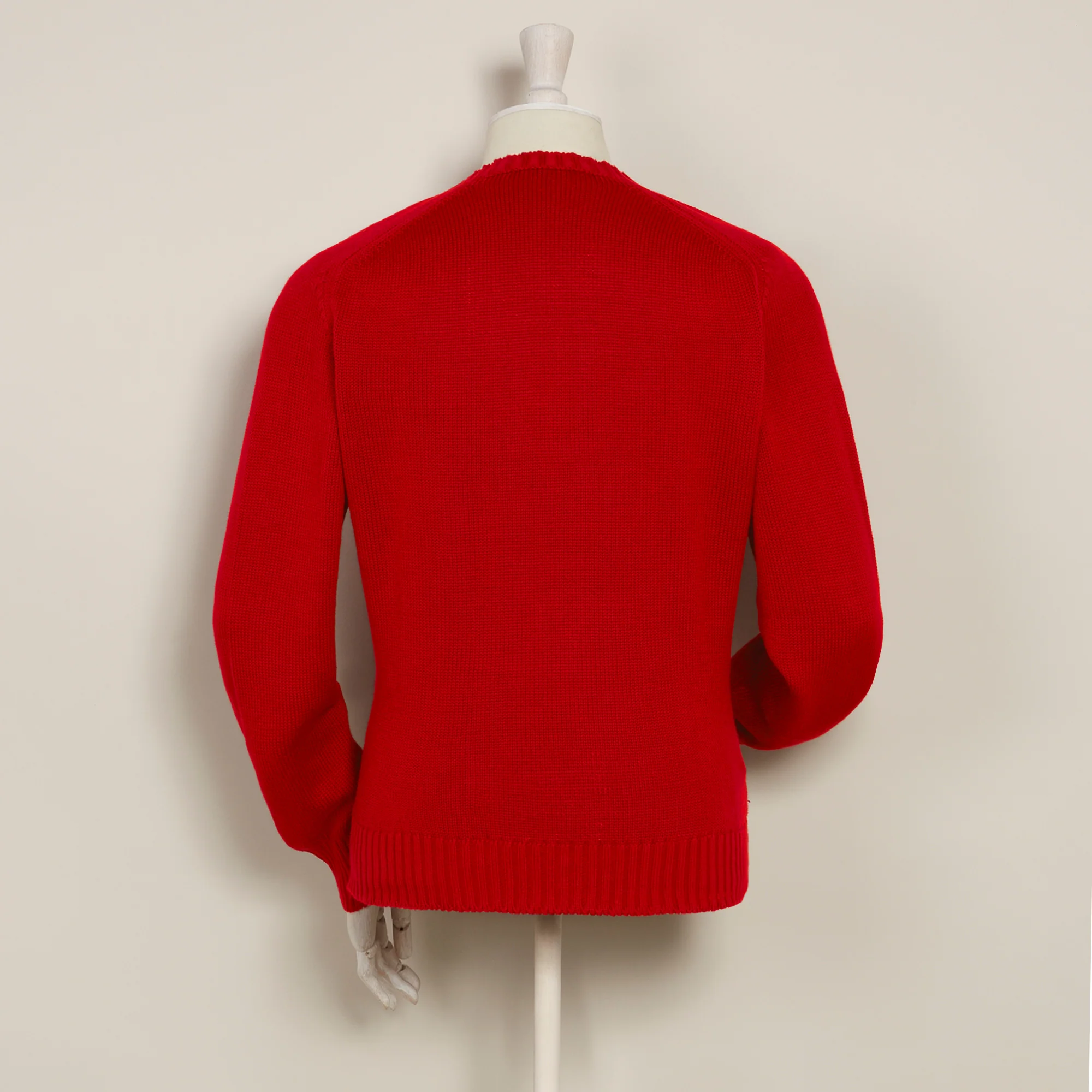 Cotton Crew Neck Sweater in Red - Image 3