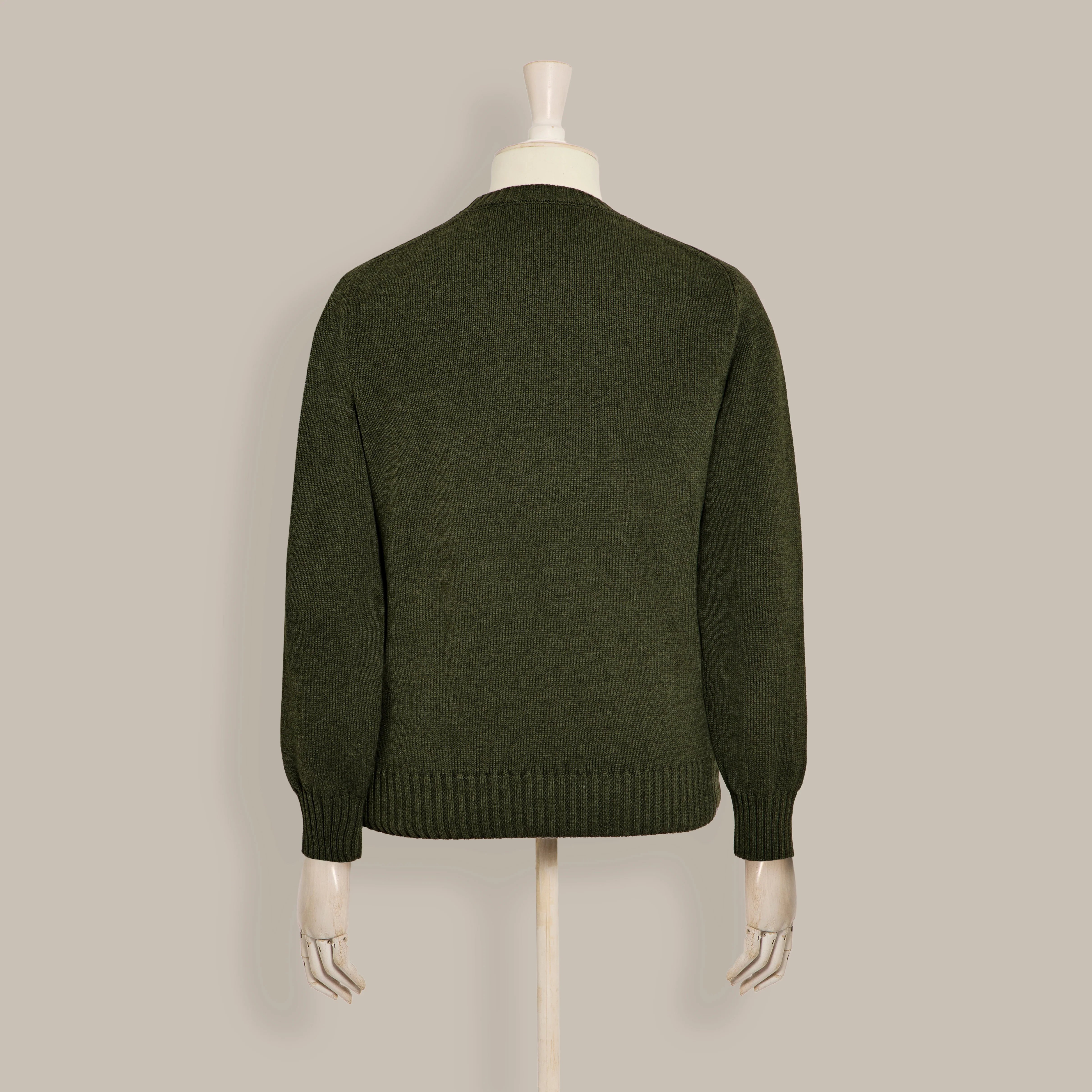 Cotton Crew Neck Sweater in Khaki - Image 2