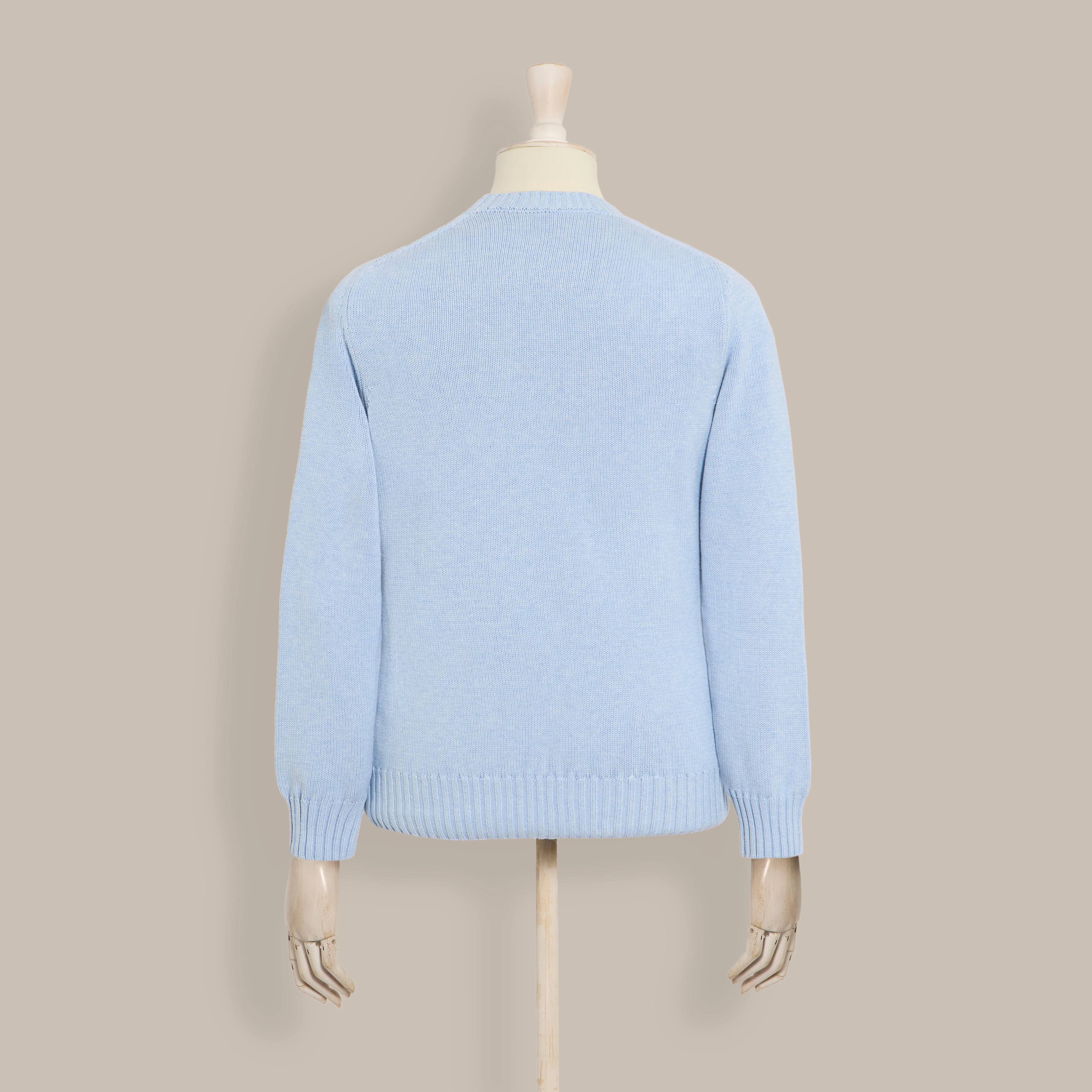 Cotton Crew Neck Sweater in Light Sky - Image 2