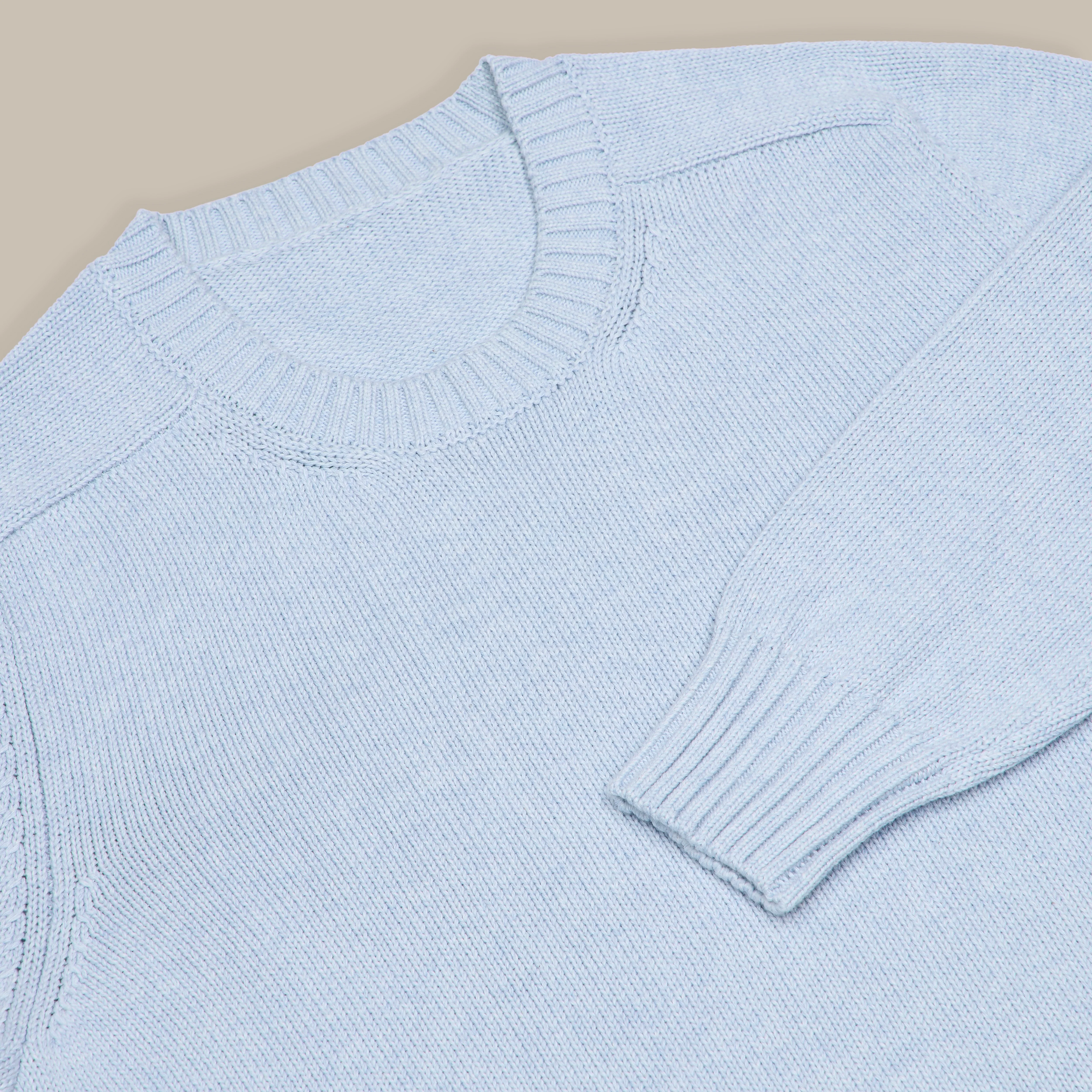 Cotton Crew Neck Sweater in Light Sky - Image 3