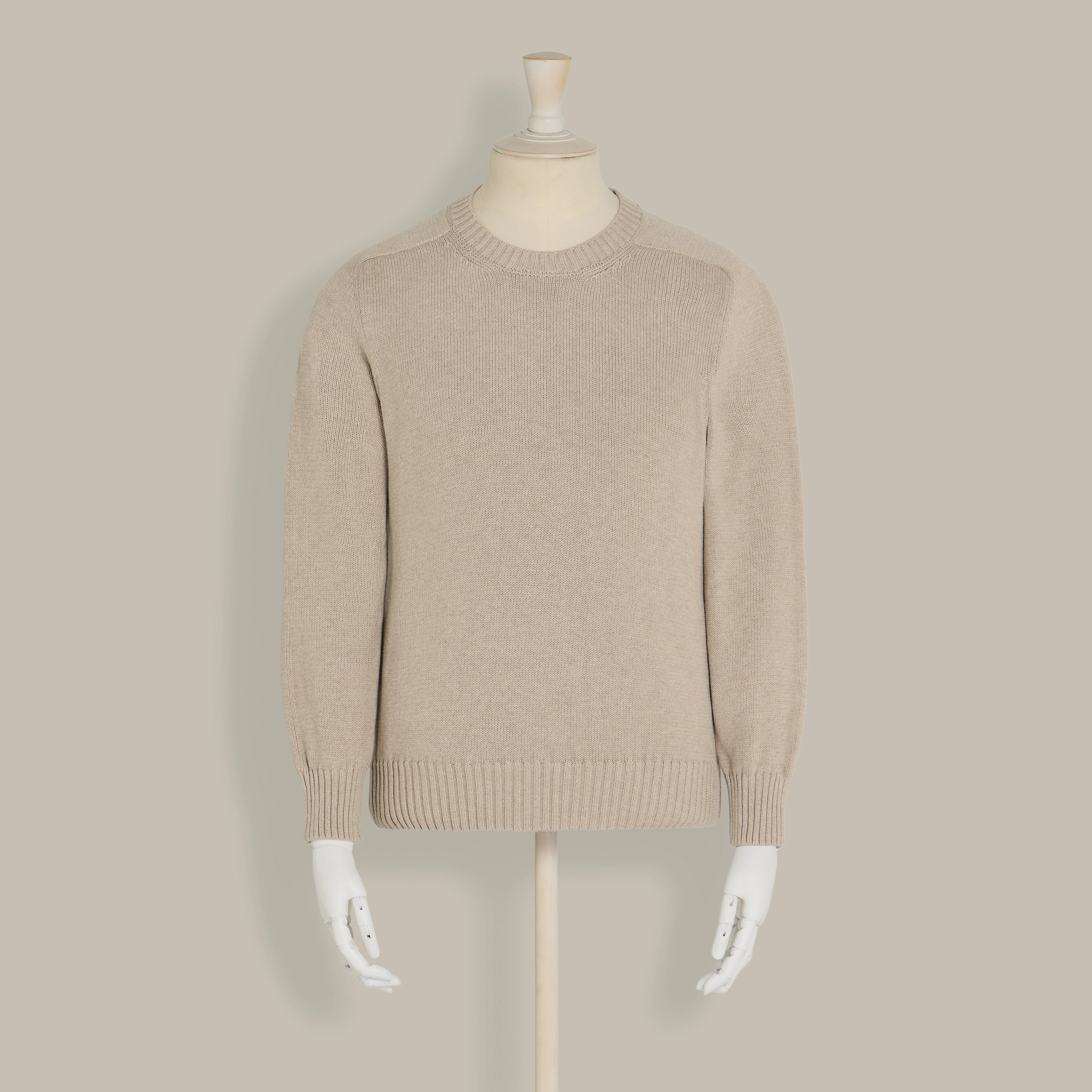 Cotton Crew Neck Sweater in Natural