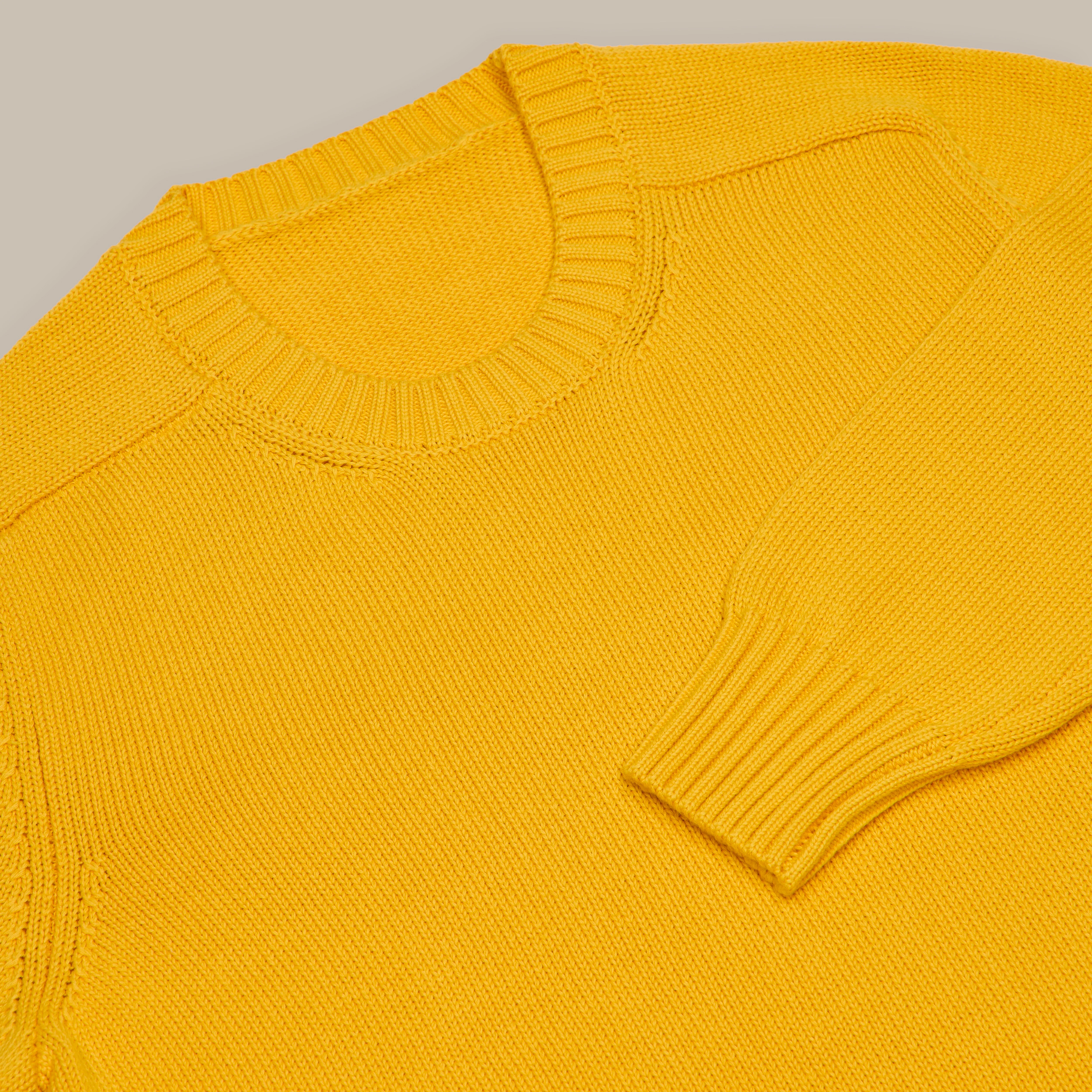 Cotton Crew Neck Sweater in Yellow - Image 3