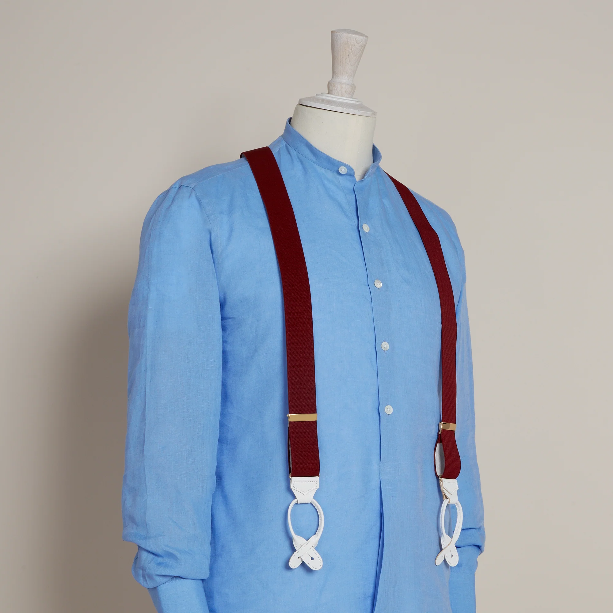 Cotton Elastic Braces In Burgundy - Image 2