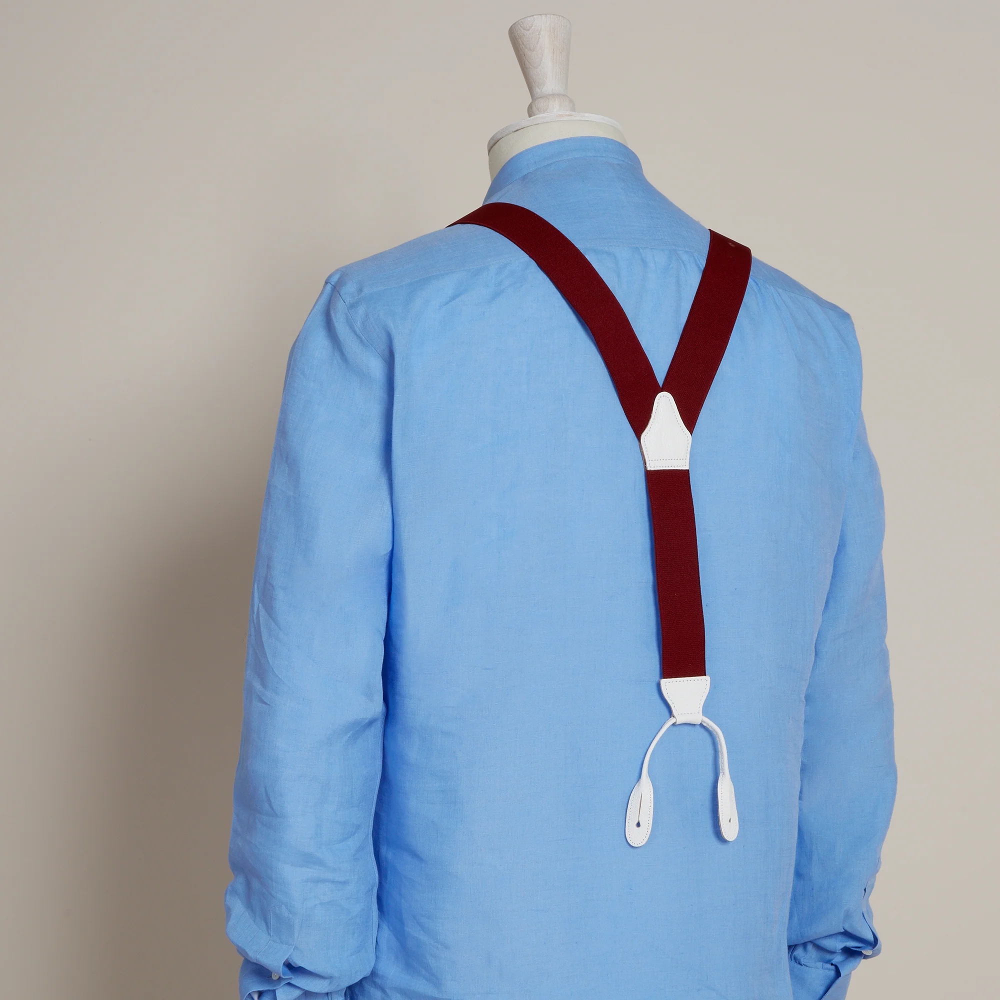 Cotton Elastic Braces In Burgundy - Image 3