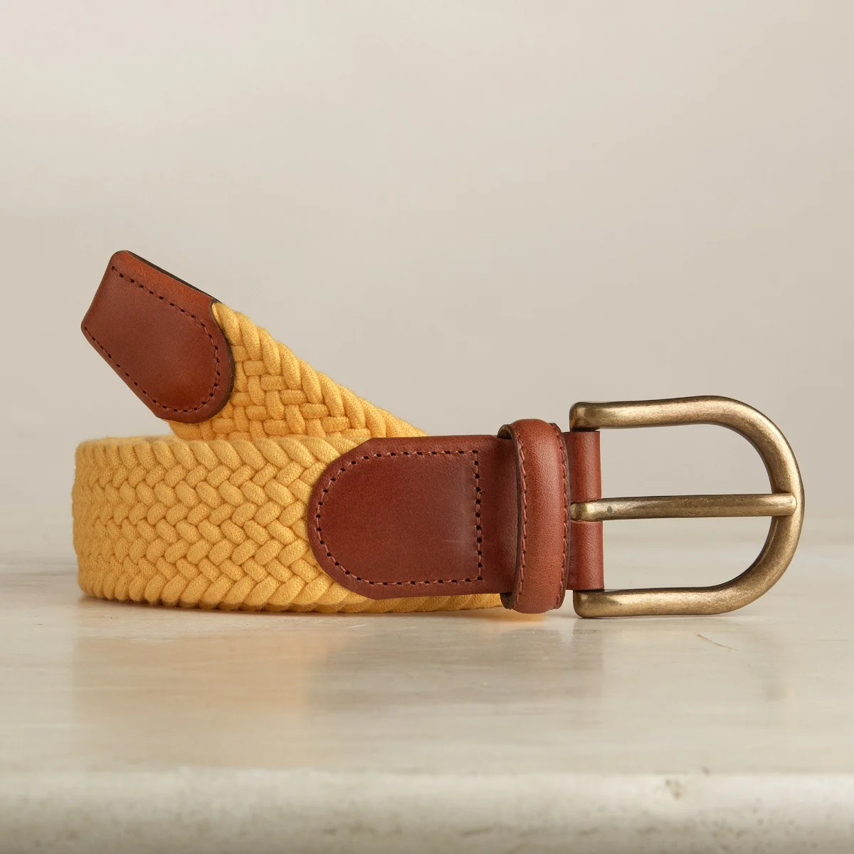Cotton Elastic Woven Belt In Yellow