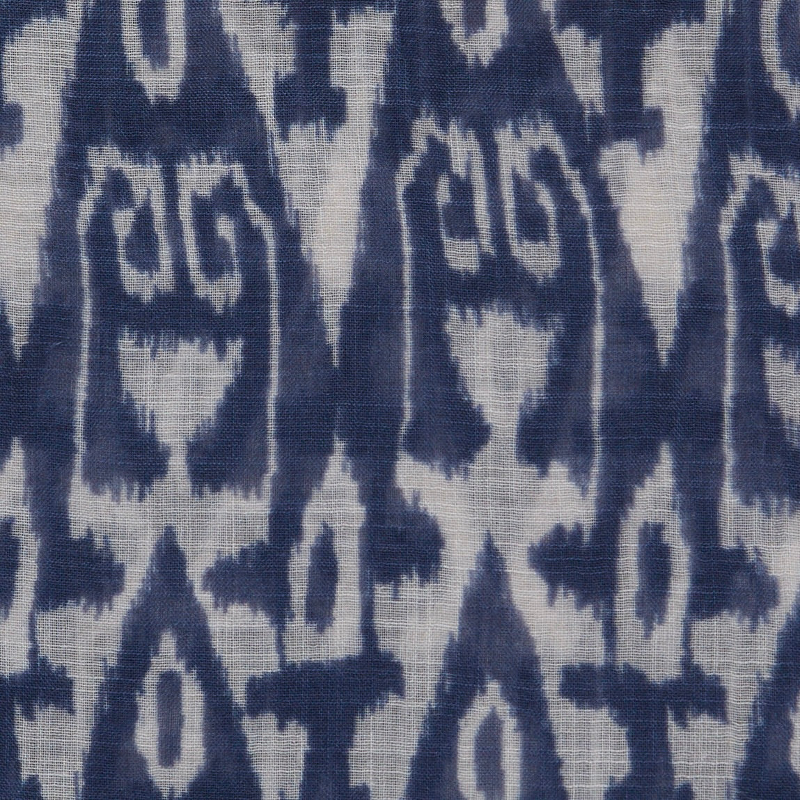 Cotton Ikat Pocket Square in Navy and White - Image 3