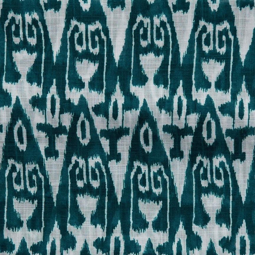 Lightweight Cotton Scarf With Ikat Print In Teal - Image 3