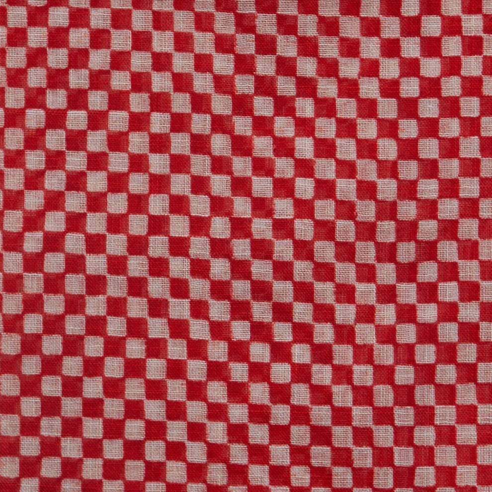 Cotton Pocket Square With Mini-Check In Red - Image 3