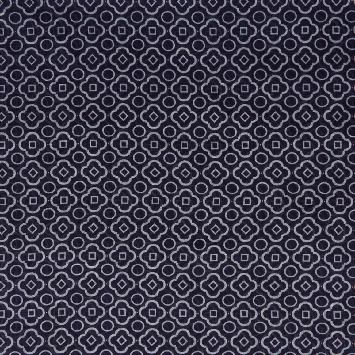 Cotton Mosaic Print Neckerchief In Navy and White - Image 3