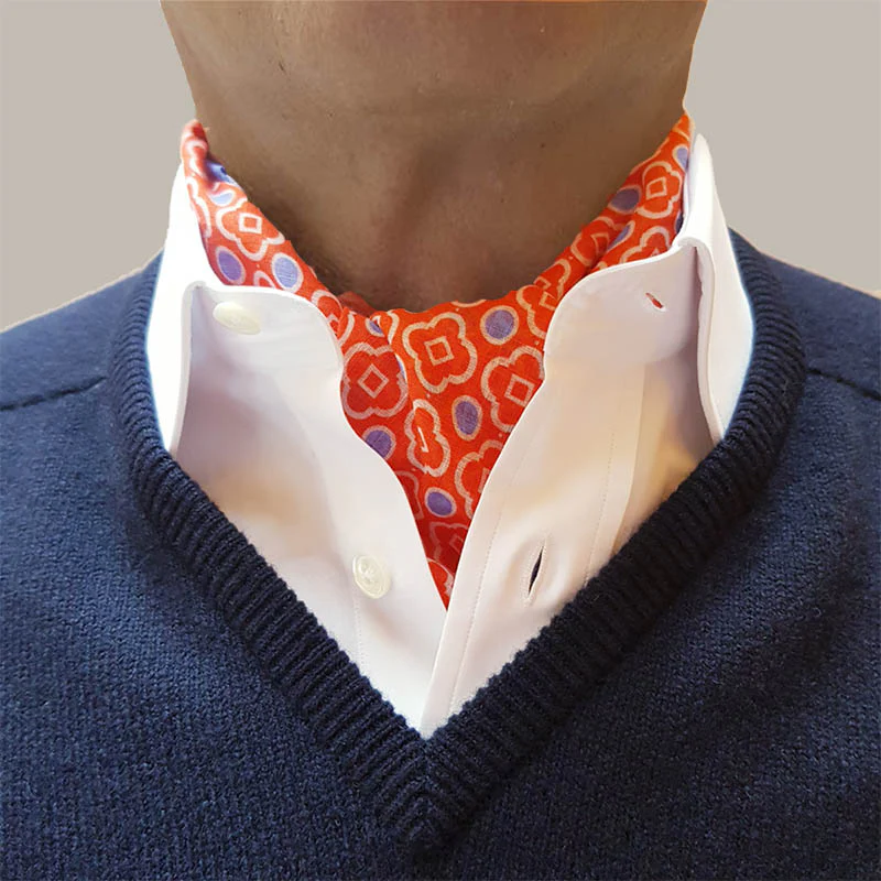 Cotton Mosaic Print Neckerchief In Red and Sky - Image 2