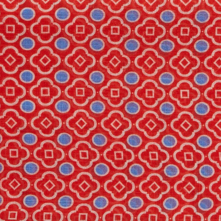 Cotton Mosaic Print Neckerchief In Red and Sky - Image 4