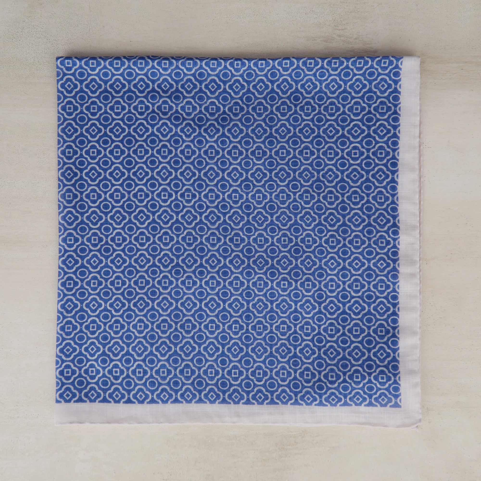 Cotton Mosaic Print Neckerchief In Sky and White - Image 2
