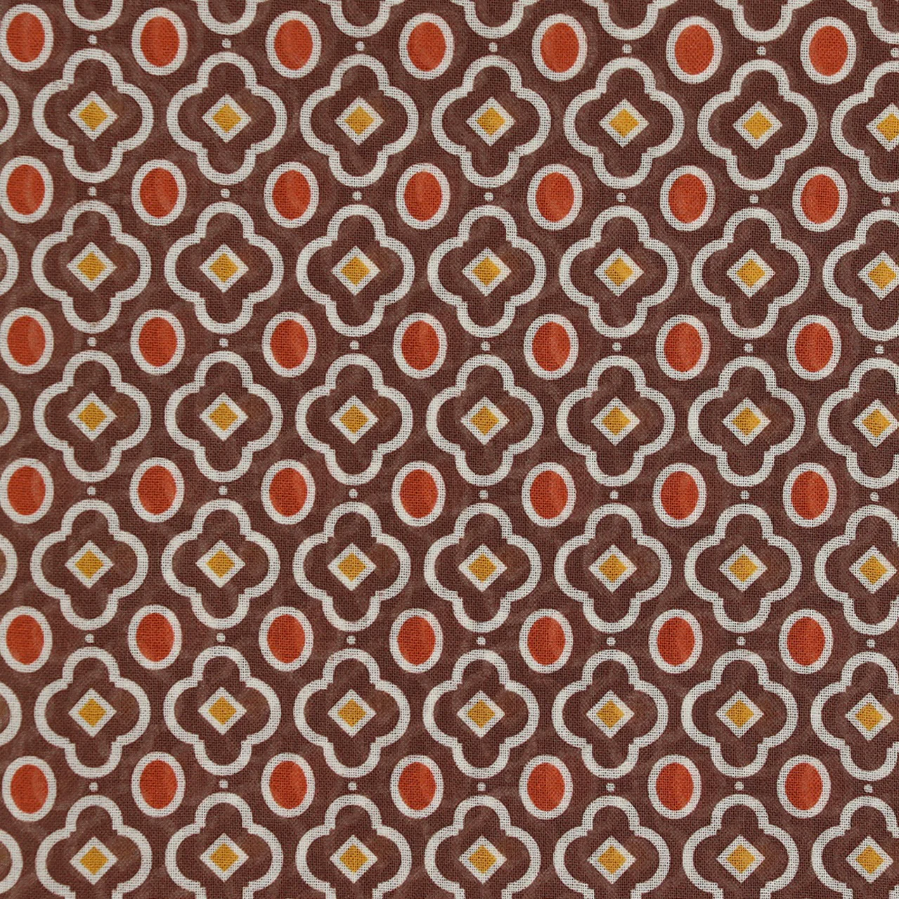 Cotton Mosaic Pocket Square in Brown & Rust - Image 3