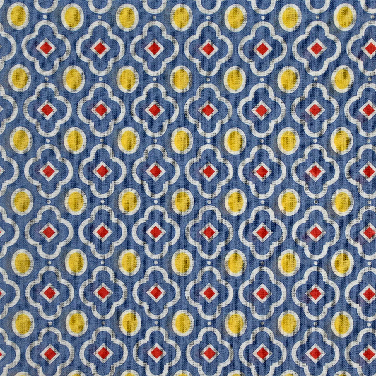 Cotton Mosaic Pocket Square in Dark Blue and Yellow - Image 3