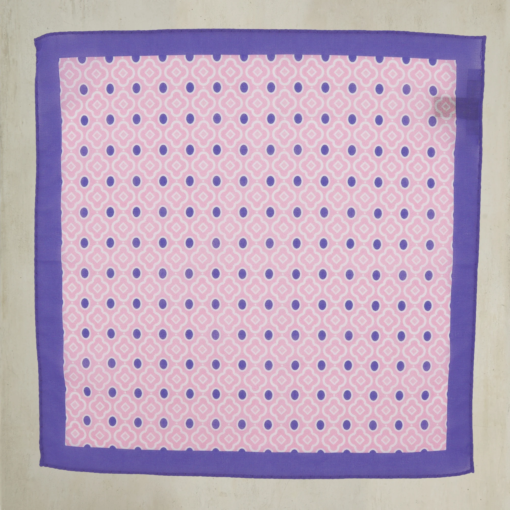 Cotton Mosaic Pocket Square in Light Pink and Lilac