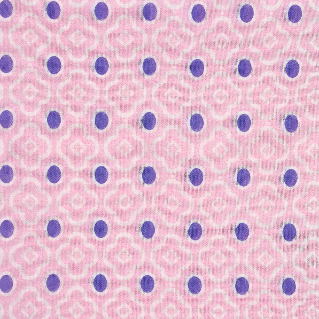 Cotton Mosaic Pocket Square in Light Pink and Lilac - Image 3