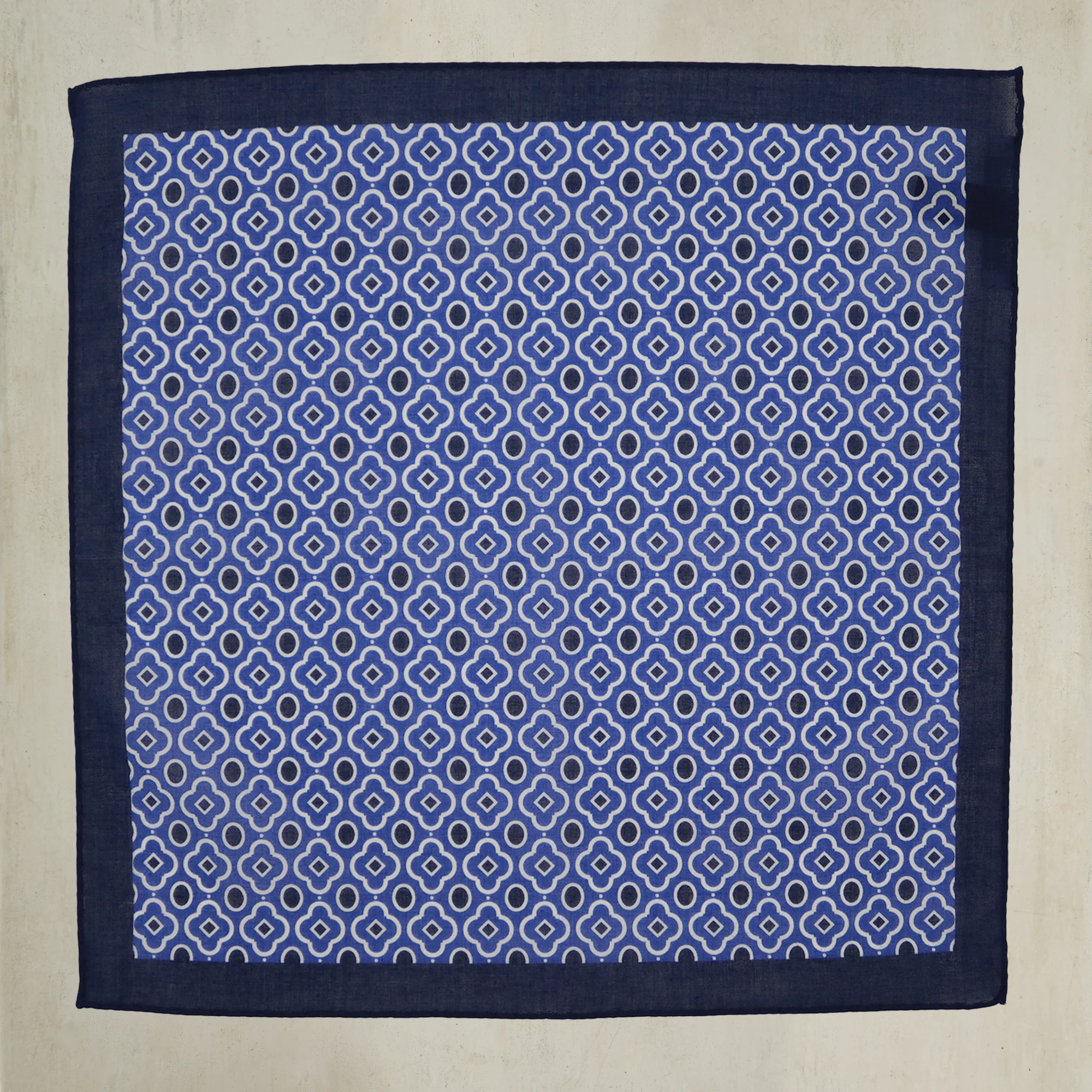 Cotton Mosaic Pocket Square in Navy
