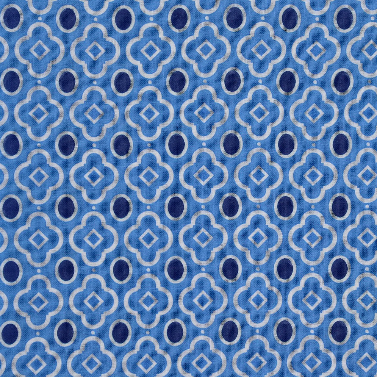 Cotton Mosaic Pocket Square in Sky and Denim - Image 3