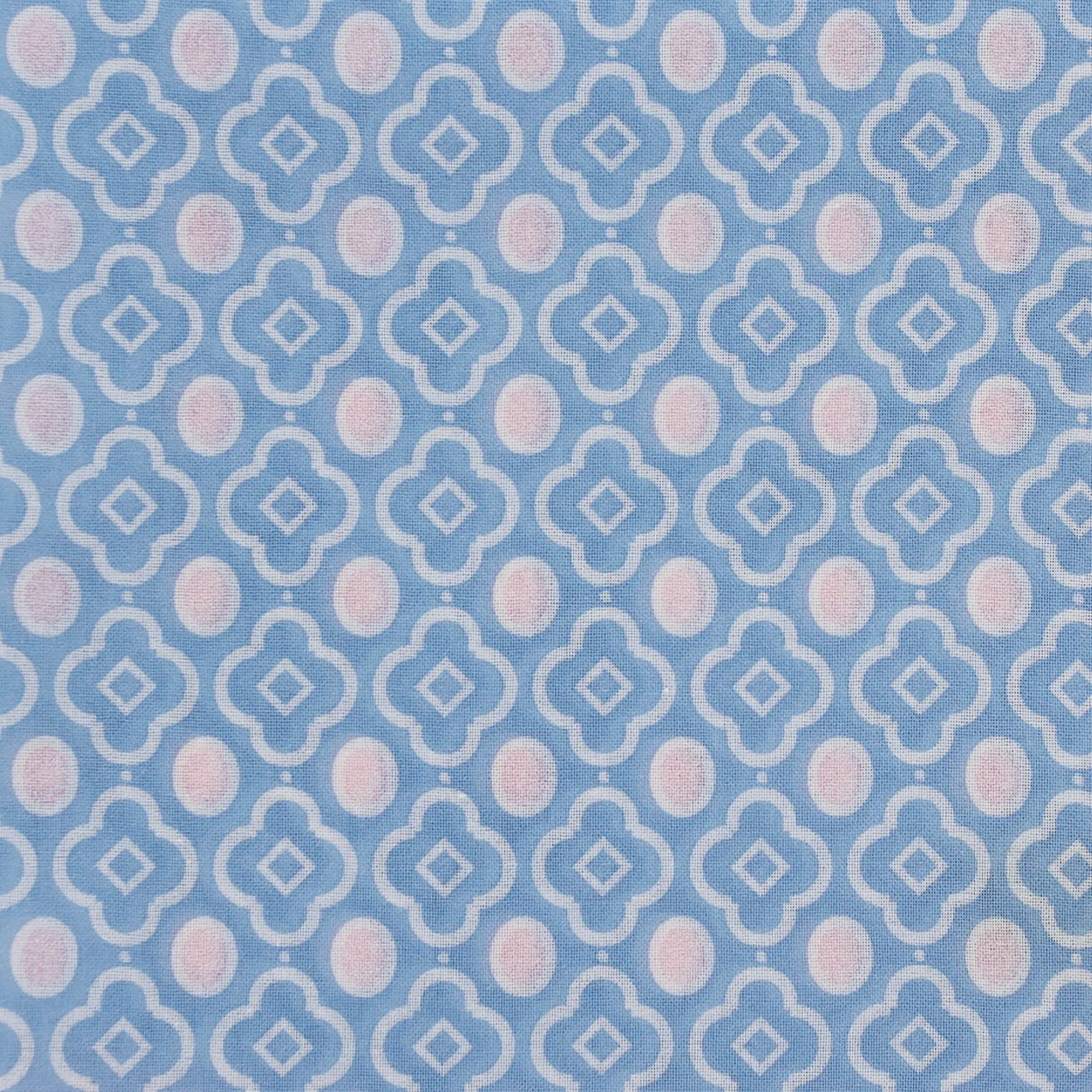 Cotton Mosaic Pocket Square in Sky and Light Pink - Image 3