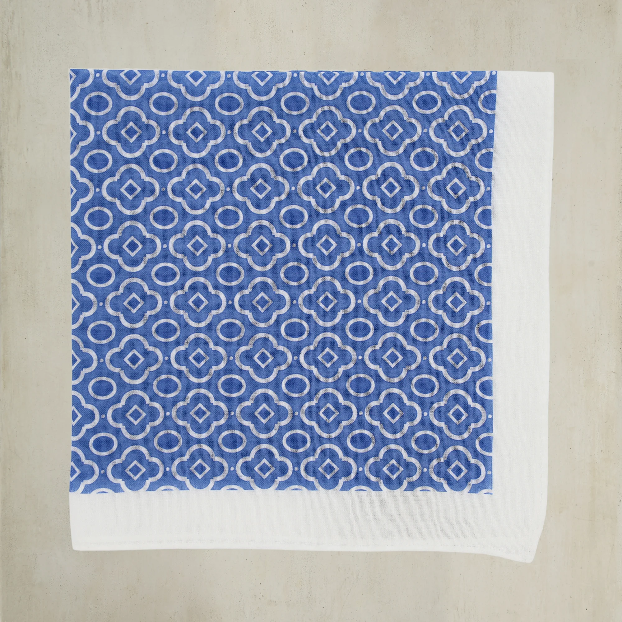 Cotton Mosaic Pocket Square in Sky and White - Image 2