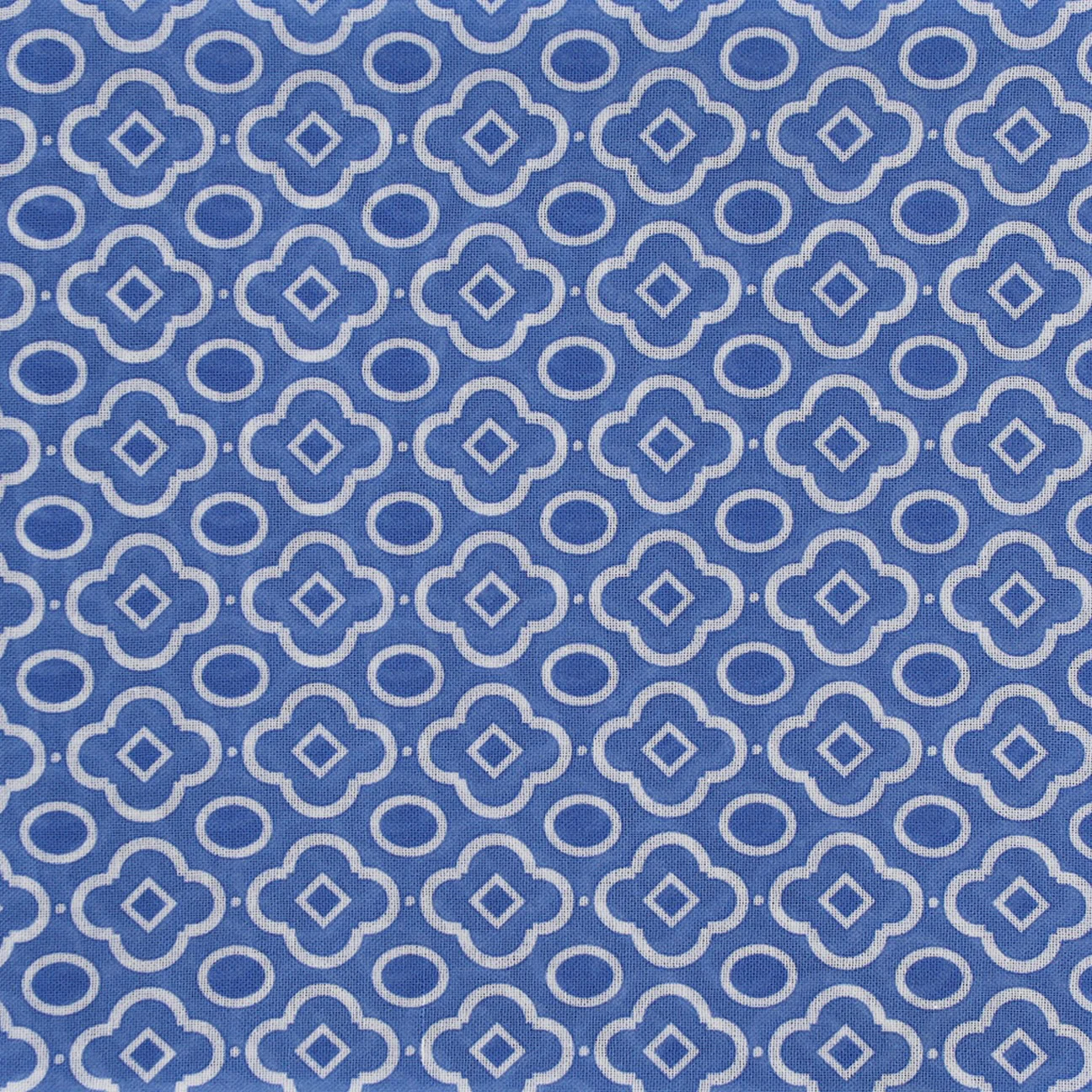 Cotton Mosaic Pocket Square in Sky and White - Image 3