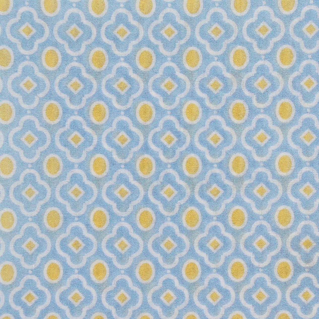 Cotton Mosaic Pocket Square in Sky and Yellow - Image 3