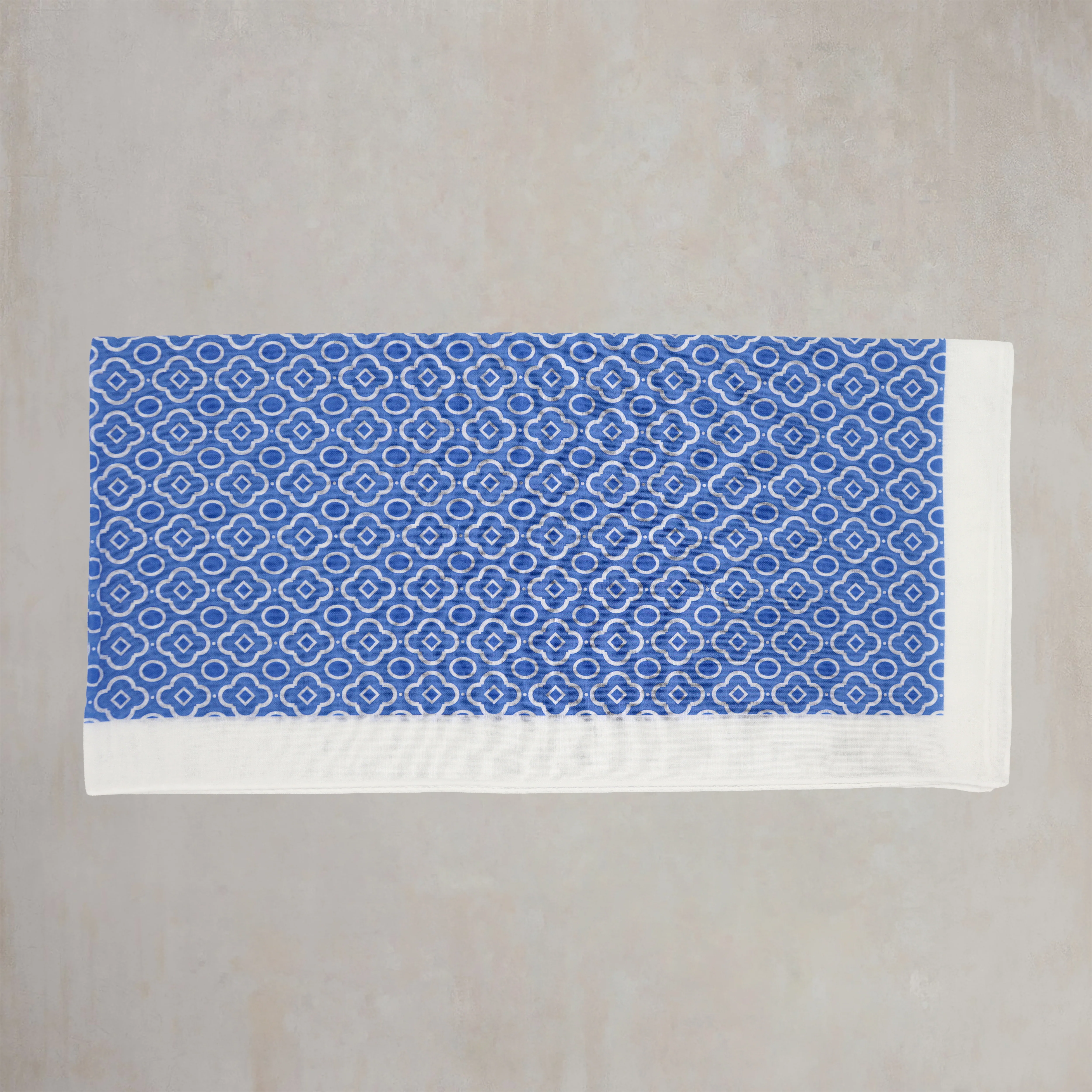 Cotton Mosaic Print Neckerchief In Sky and White - Image 2