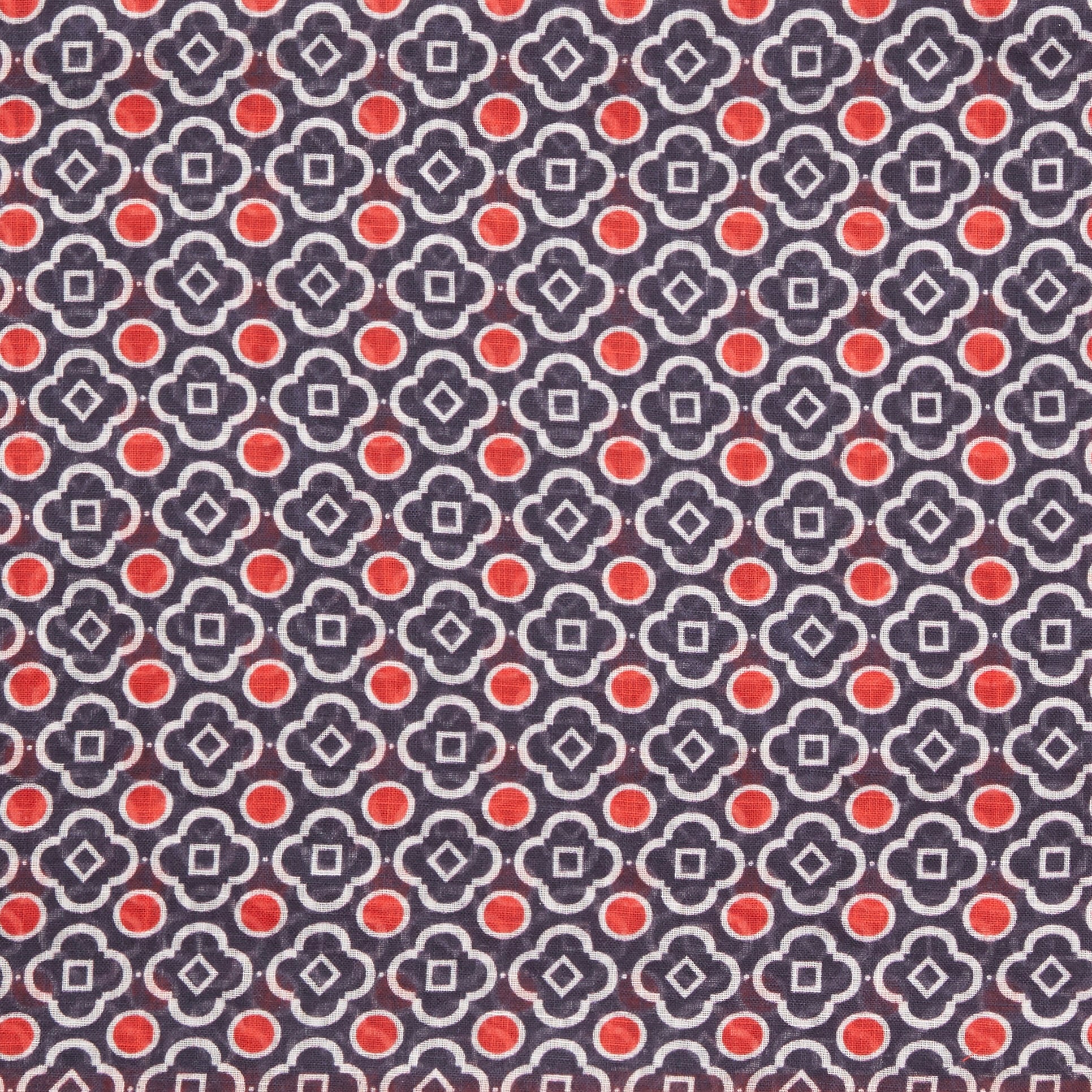 Cotton Mosaic Scarf In Navy And Red - Image 3