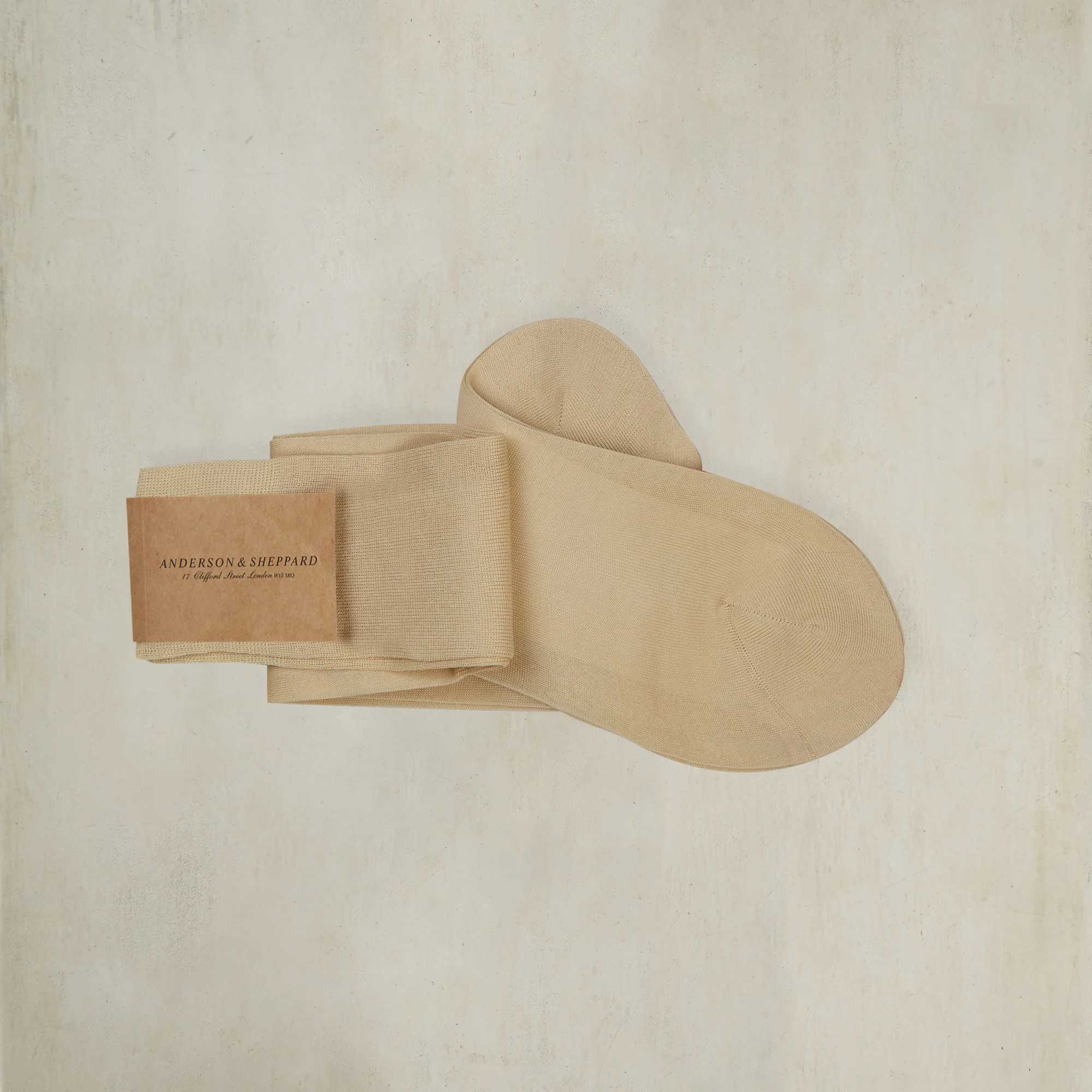 Long Plain Cotton Socks in Chamois
