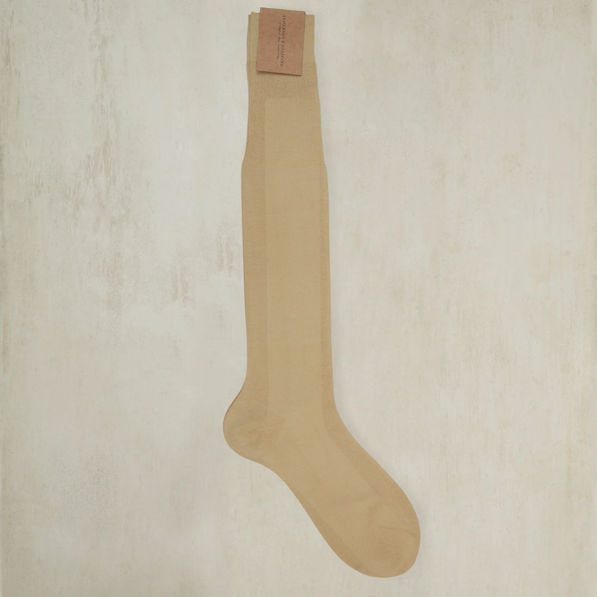 Long Plain Cotton Socks in Chamois - Image 2