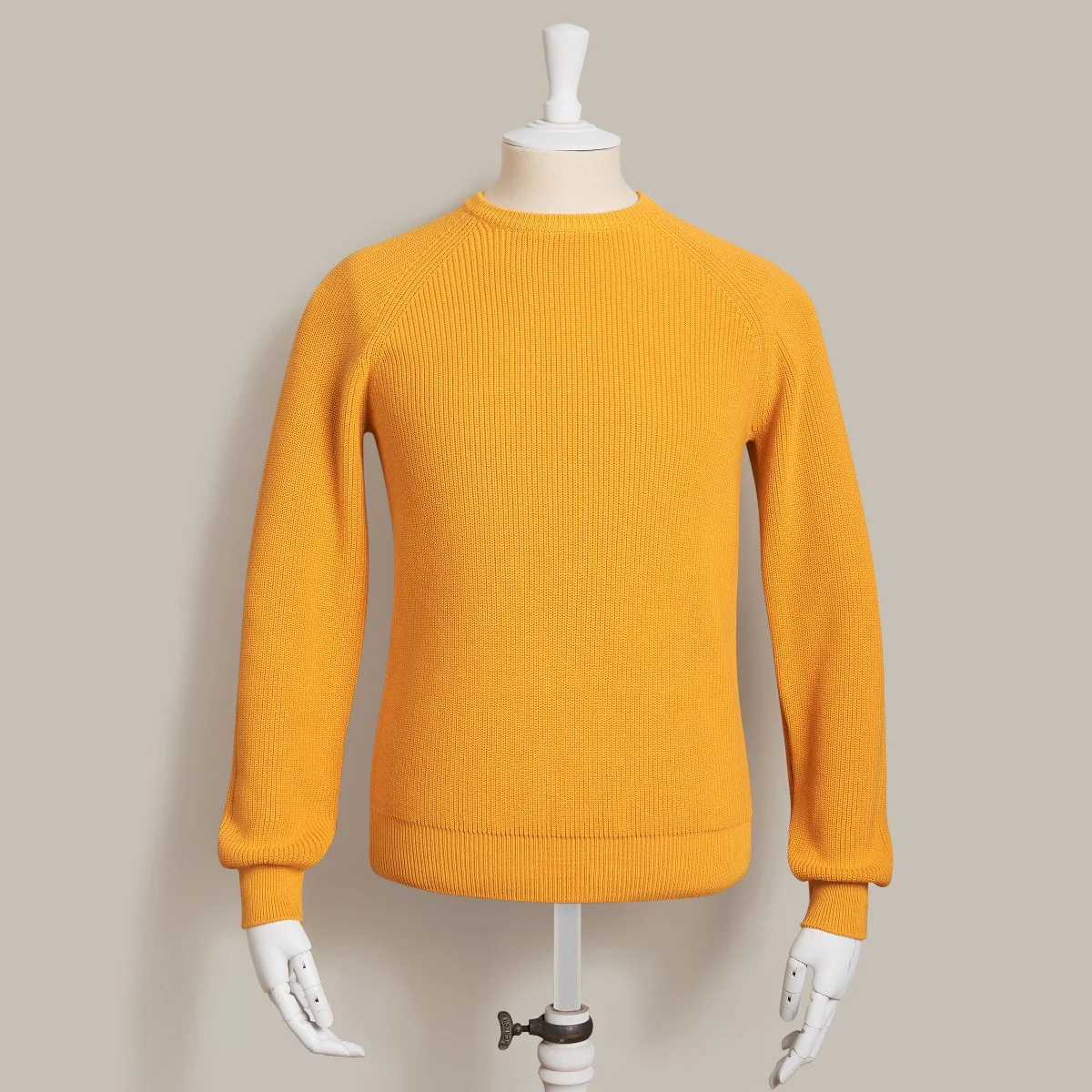 Ribbed Cotton Raglan Sleeved Sweater In Gold