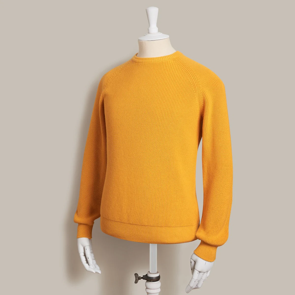 Ribbed Cotton Raglan Sleeved Sweater In Gold - Image 2
