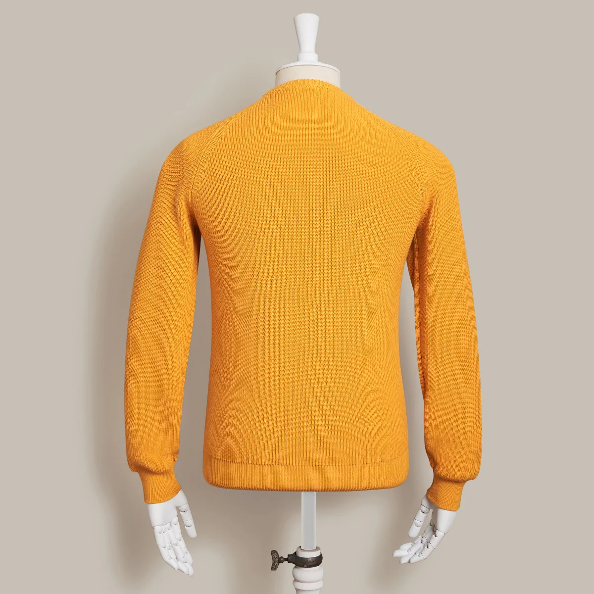 Ribbed Cotton Raglan Sleeved Sweater In Gold - Image 3