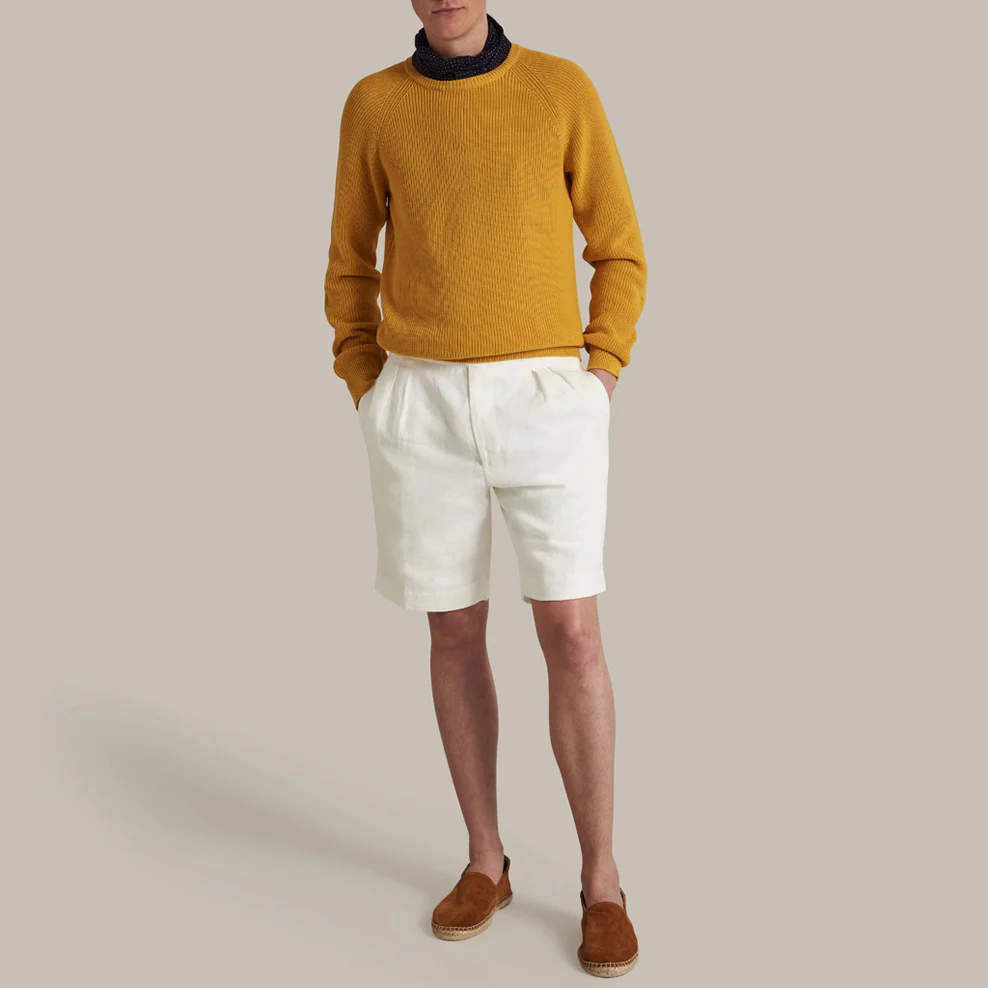 Ribbed Cotton Raglan Sleeved Sweater In Gold - Image 4